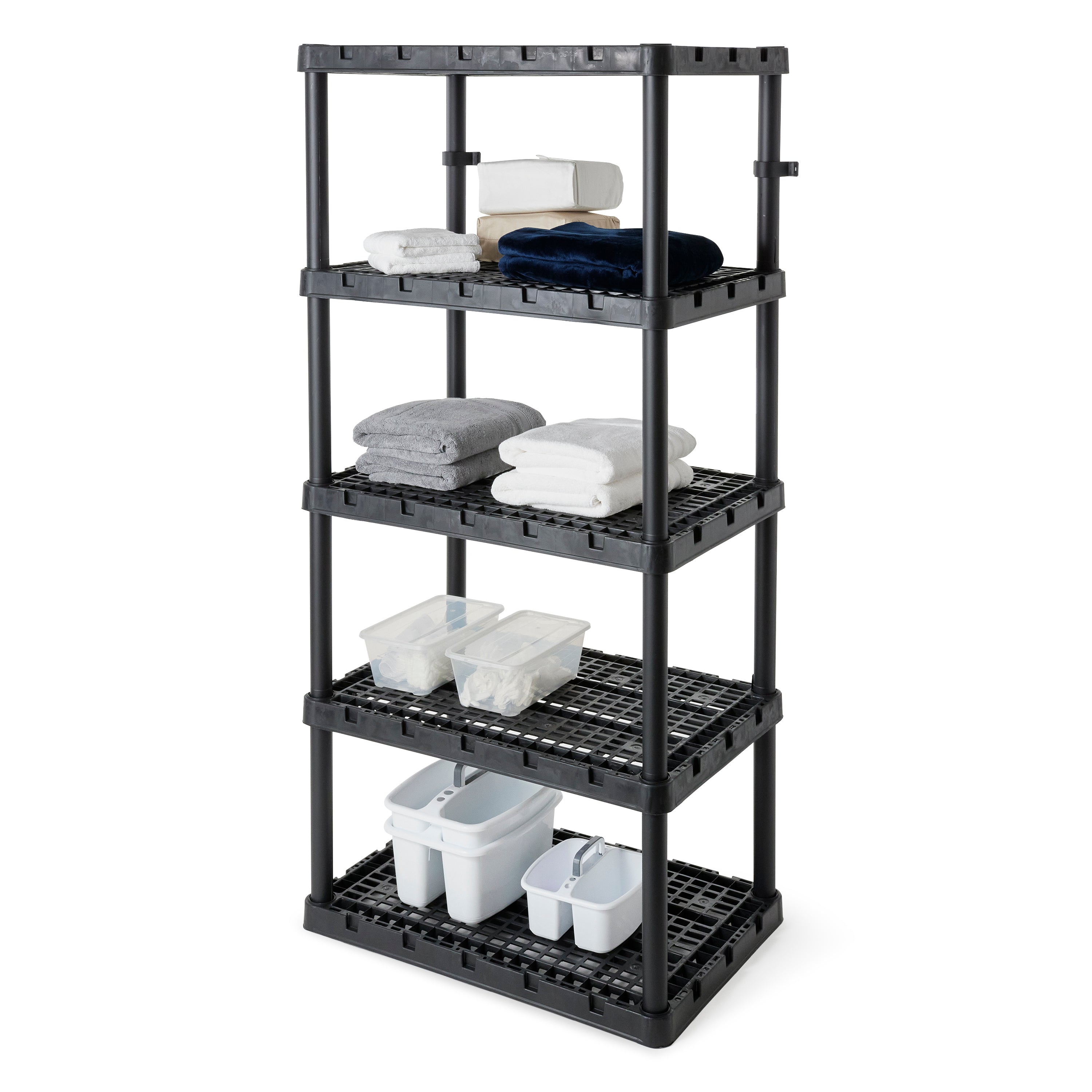 Gracious Living 5 Shelf Knect-A-Shelf Ventilated Heavy Duty Storage, Black(Used) - VMInnovations