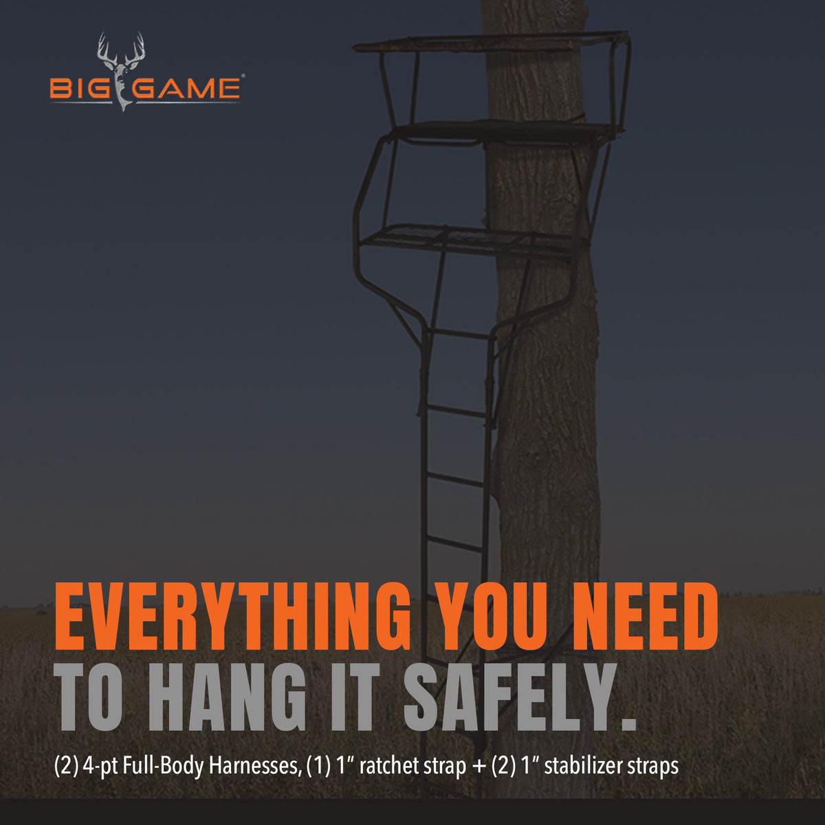 Big Game Guardian XLT 18 Foot 2 Person Deer Hunting Ladder Climbing Tree Stand