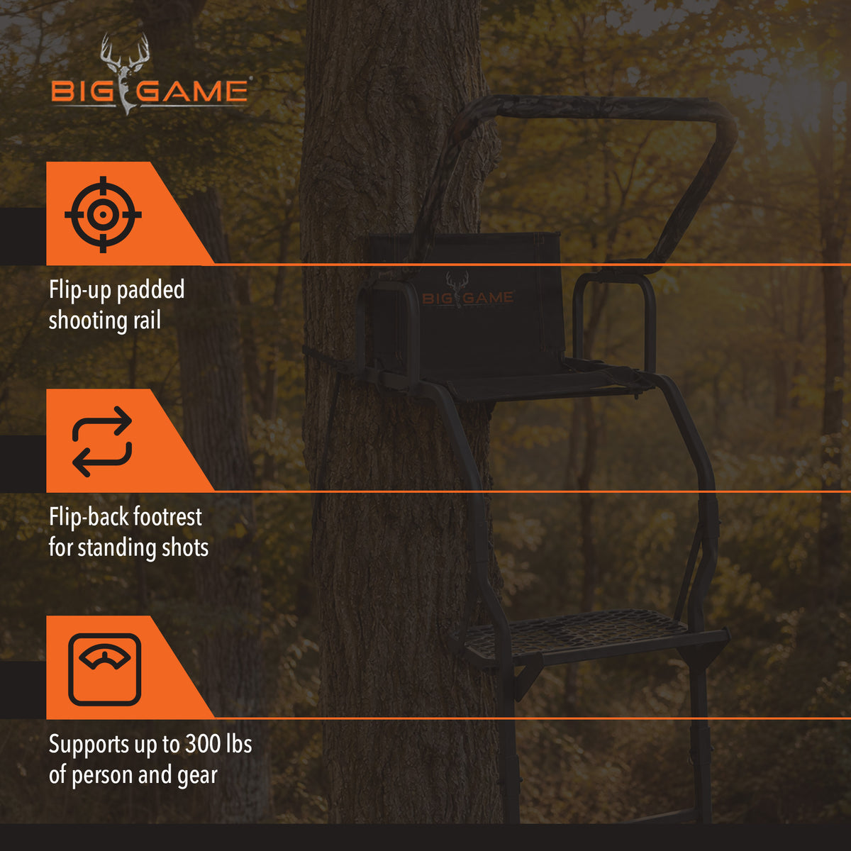 Big Game Warrior DXT Lightweight Portable Hunting Tree Stand Ladder, 17' (Used)