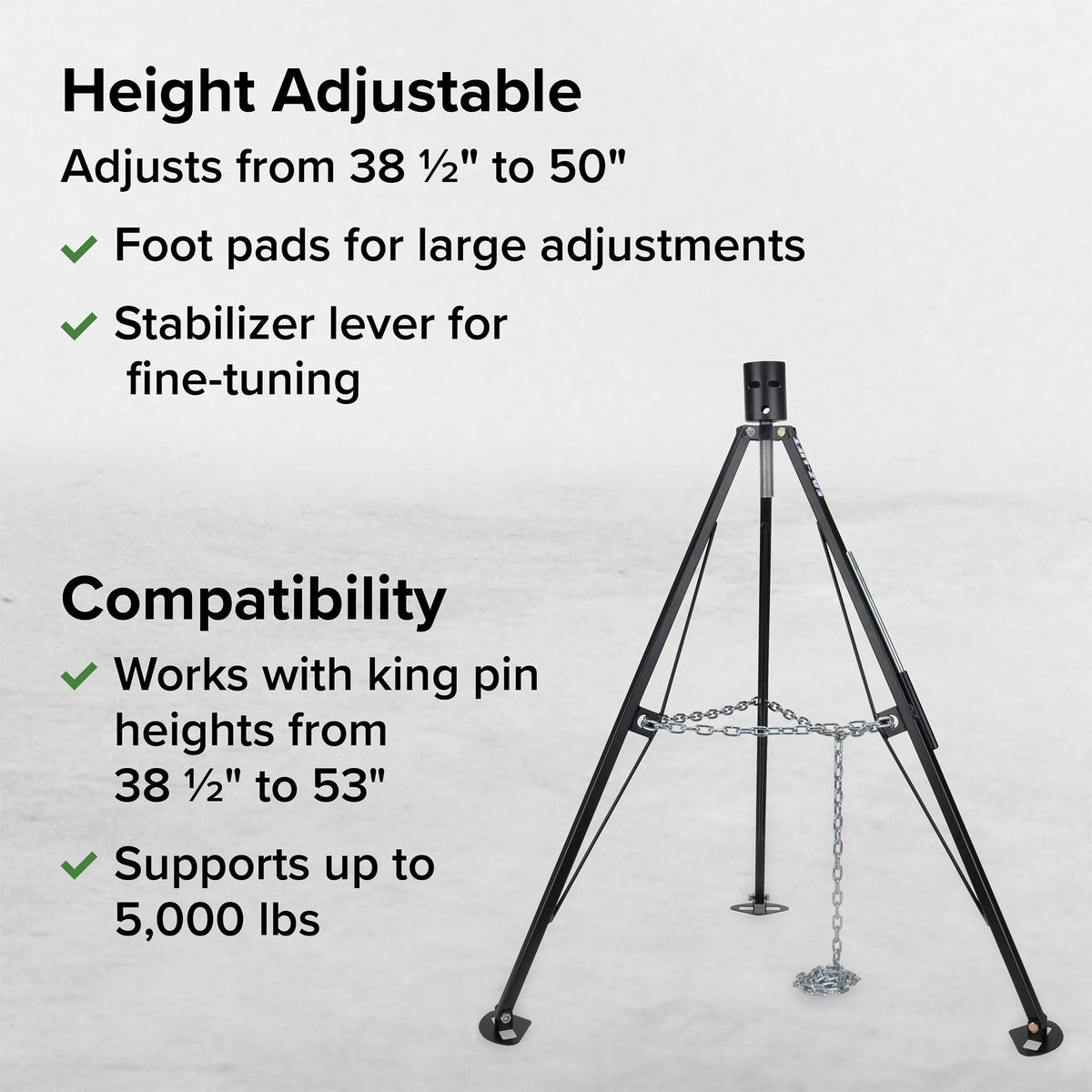 EAZ LIFT King Pin 5th Wheel Stabilizer Tripod Jack, 38.5 to 50 Inches(For Parts)