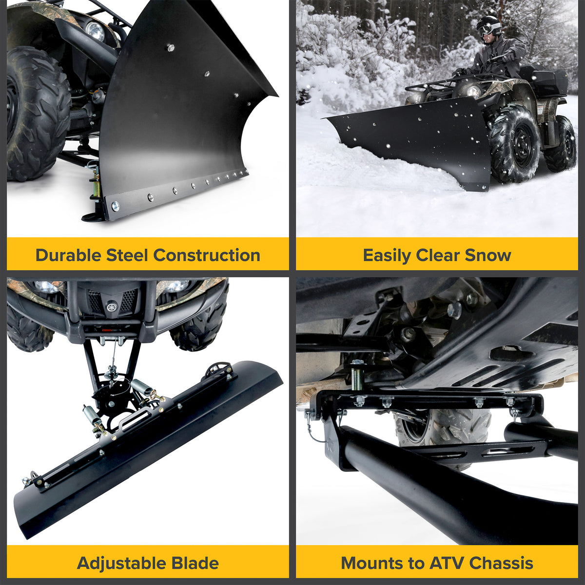 Black Boar 66016 ATV/UTV Adjustable 48" Long Snow Plow Implement Kit (Damaged)