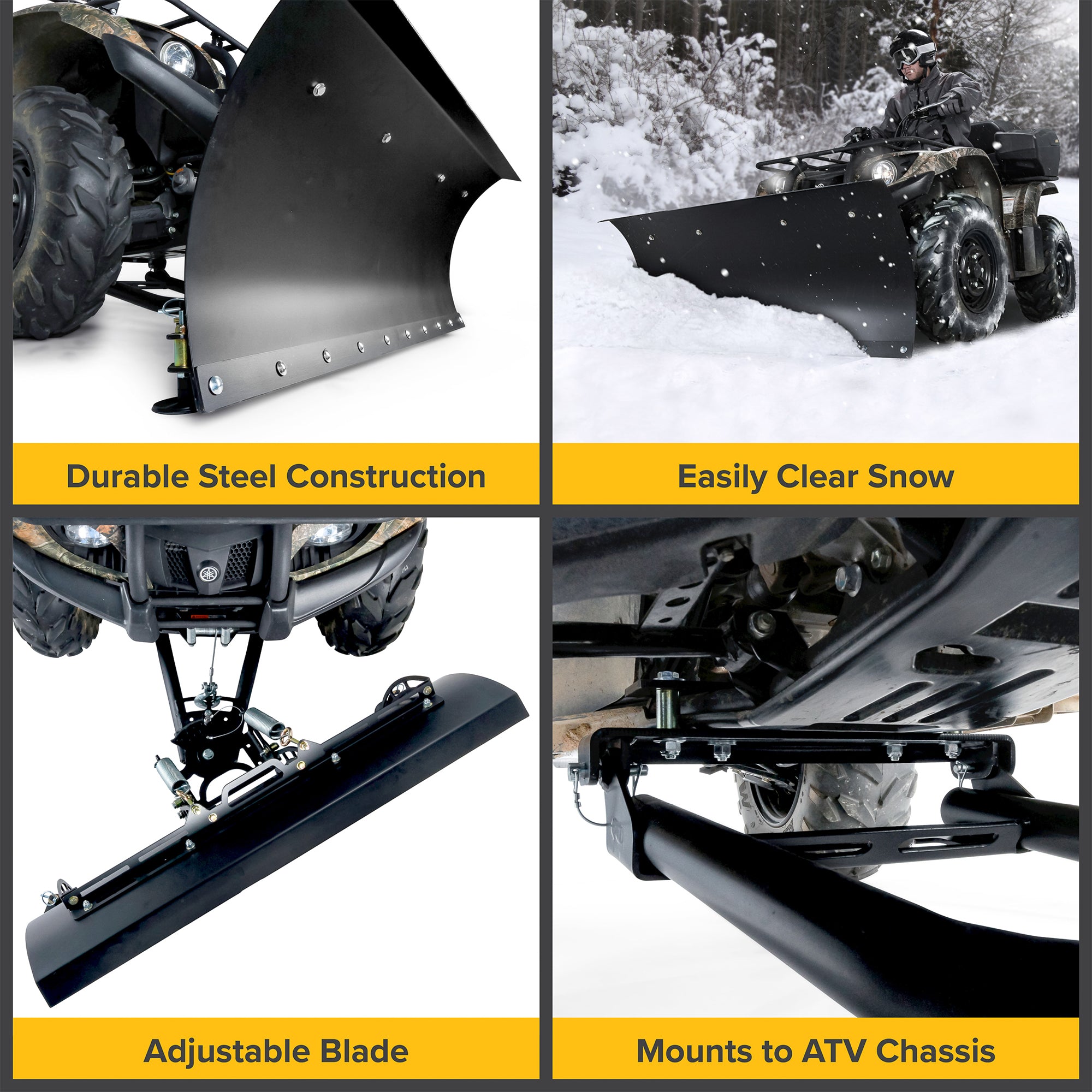 Black Boar 66016 ATV/UTV Adjustable 48" Long Snow Plow Implement Kit (Open Box)