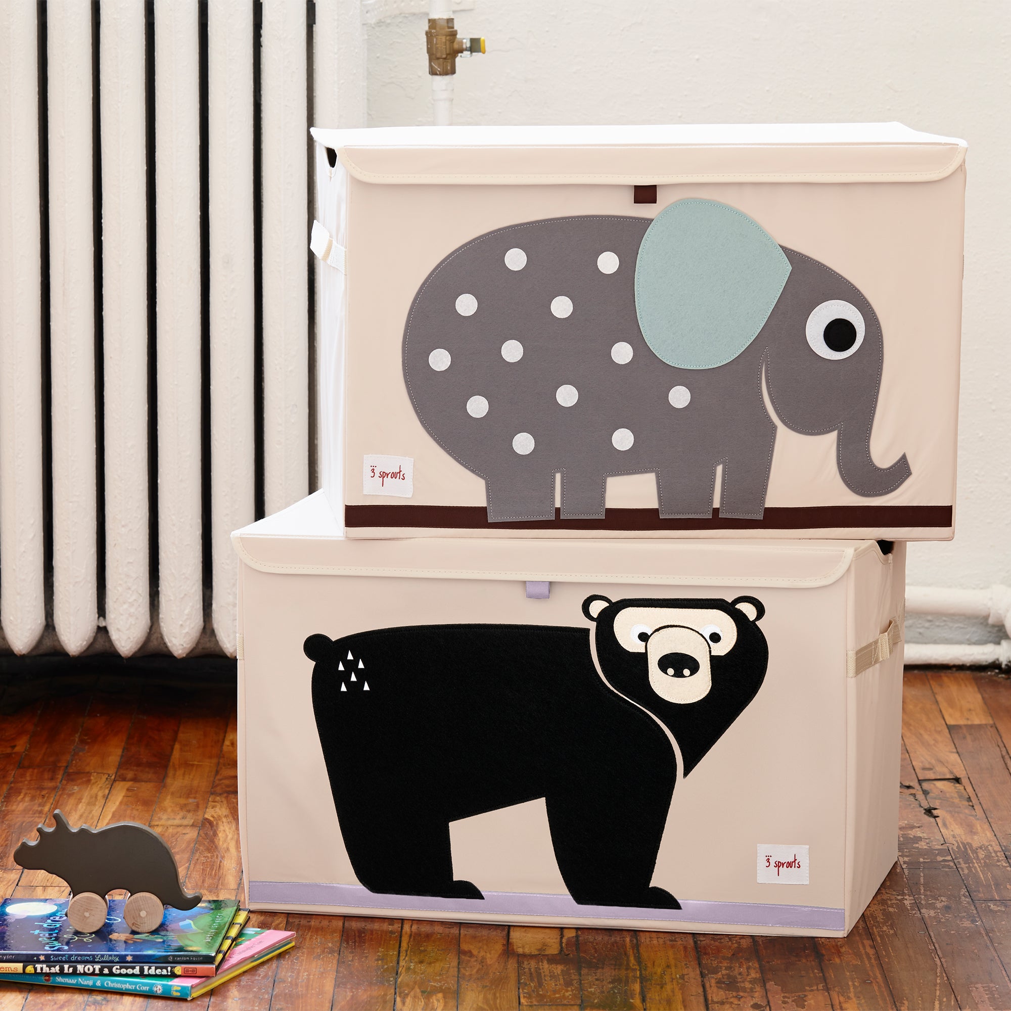 3 Sprouts UTCBEA Collapsible Toy Chest Storage Bin for Kids Playroom, Bear