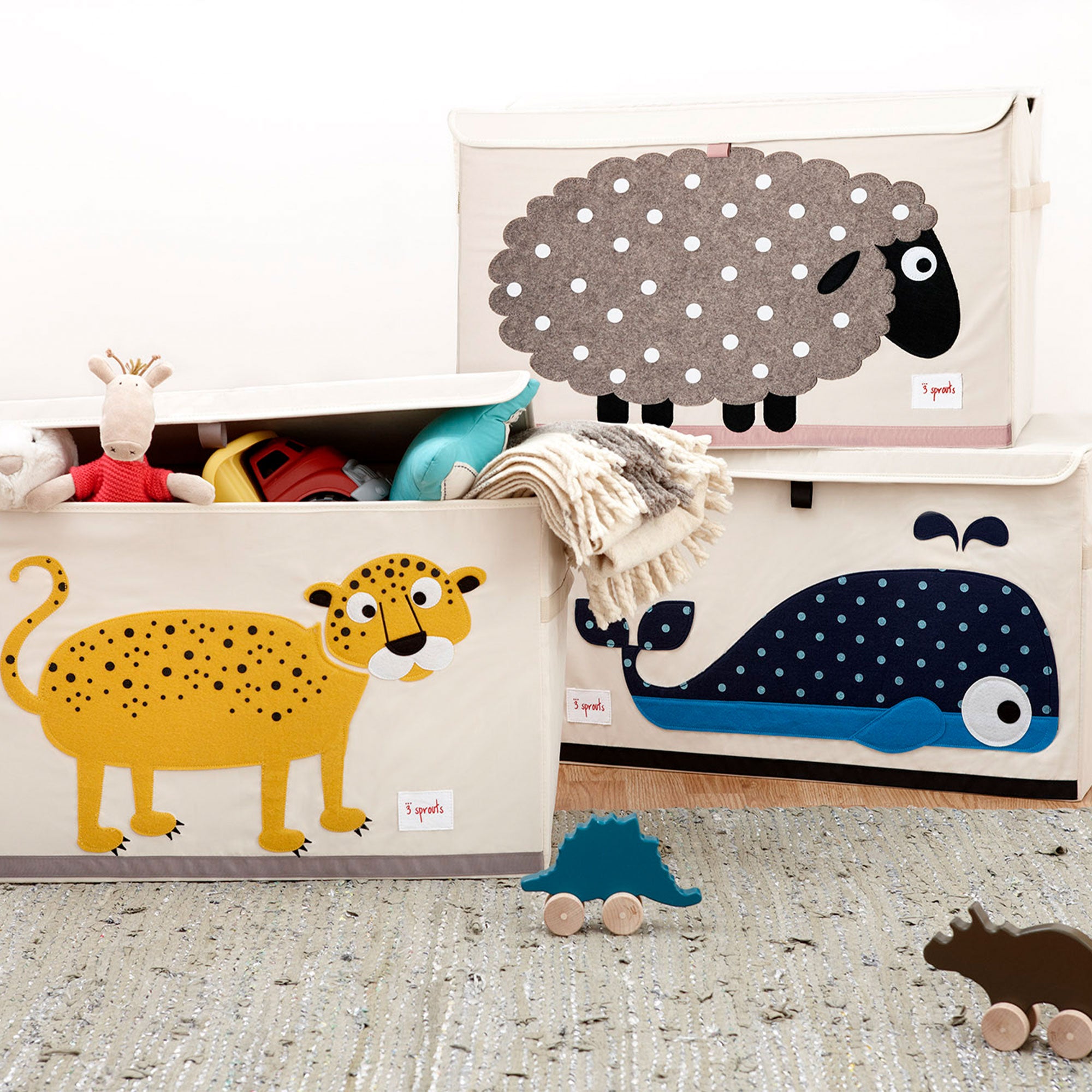 3 Sprouts UTCWHL Toy Chest Storage Bin for Kids Playroom, Whale (Open Box) - VMInnovations
