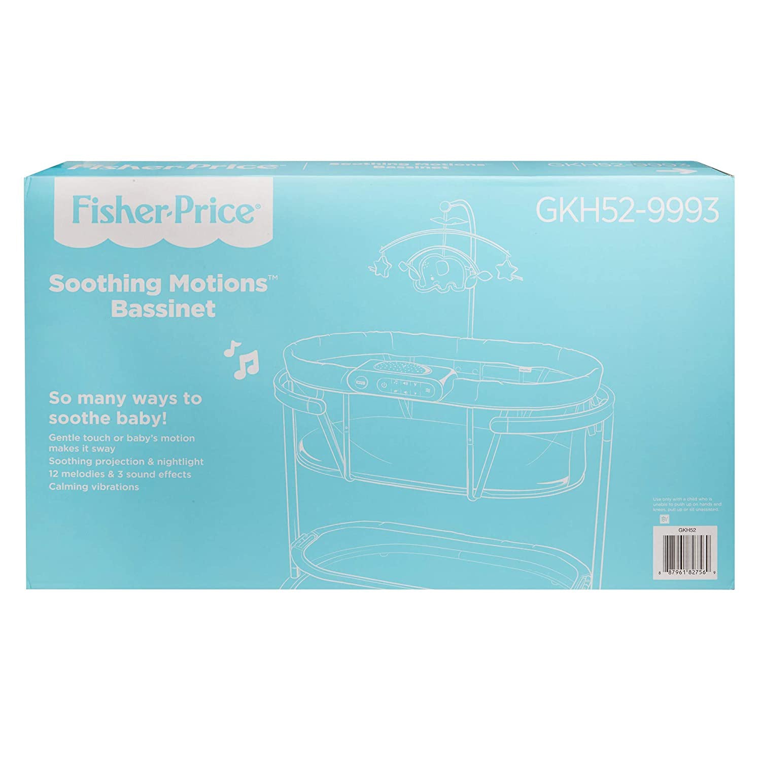 Fisher Price Soothing Motions Baby Bassinet with Music, Pacific Pebble(Open Box)