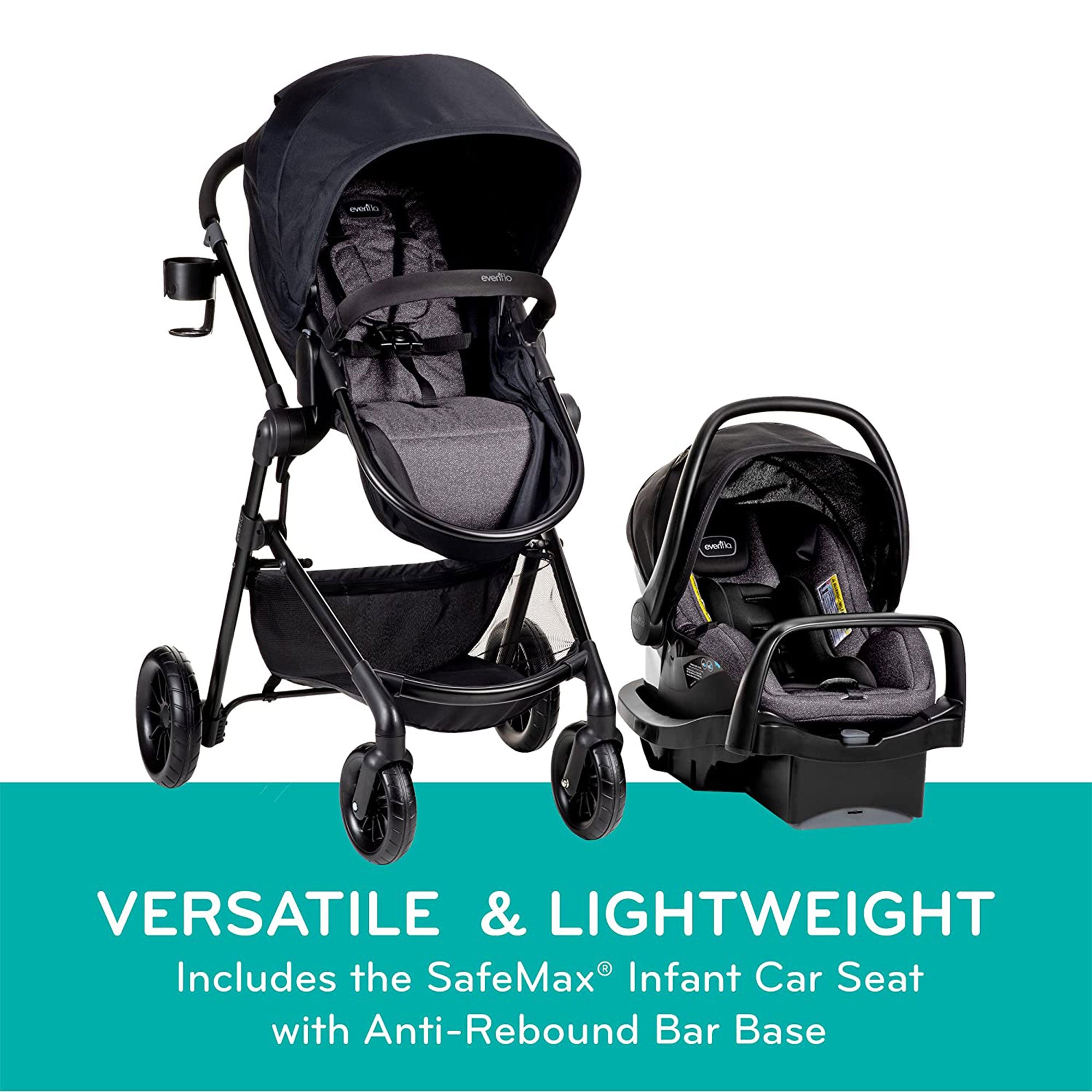 Evenflo Pivot Baby Stroller & Safemax Infant Car Seat Travel System, Red (Used)