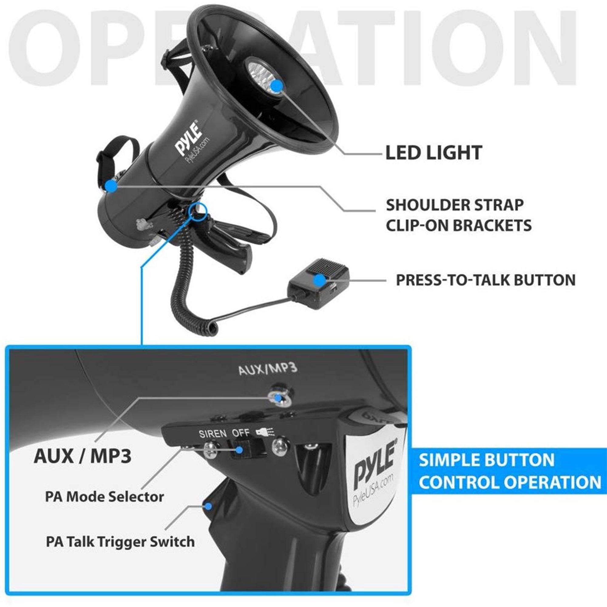 Pyle Portable PA Megaphone Speaker with Built-in Rechargeable Battery (2 Pack) - VMInnovations