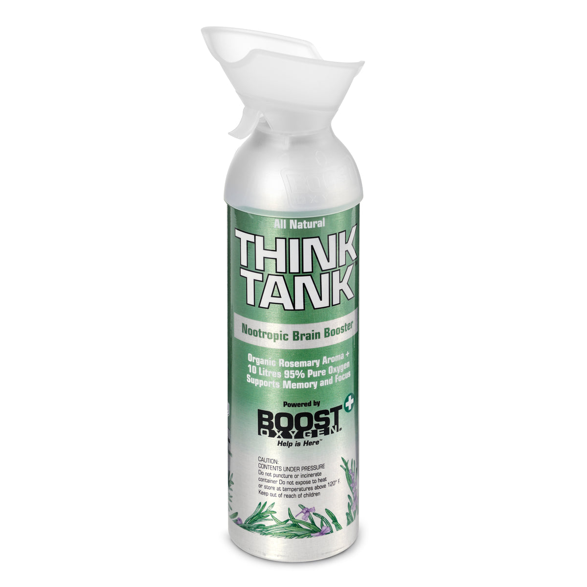 Boost Oxygen Think Tank Natural Portable 10 Liter Pure Canned Oxygen, Rosemary