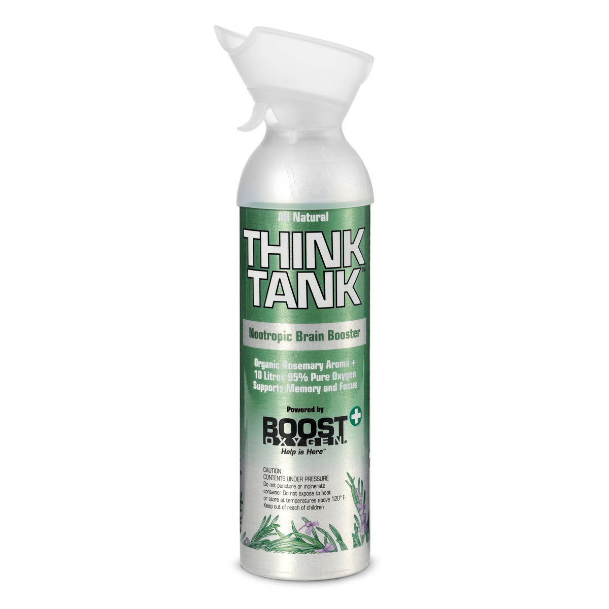 Boost Oxygen Think Tank Natural Portable 10 Liter Pure Canned Oxygen, Rosemary