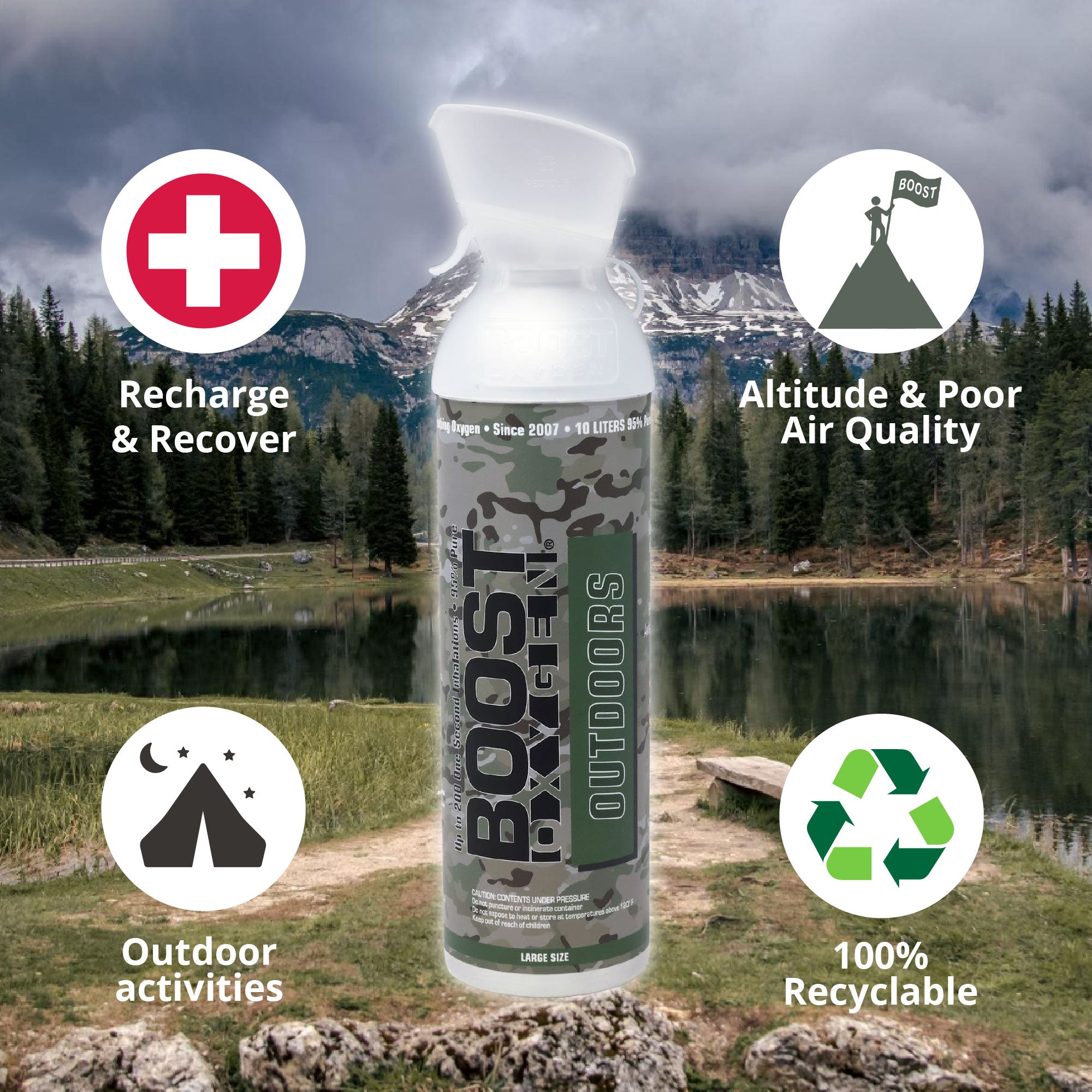 Boost Oxygen Large OUTDOORS Natural Aroma 10 Liter Canister for Support, 12 Pack - VMInnovations