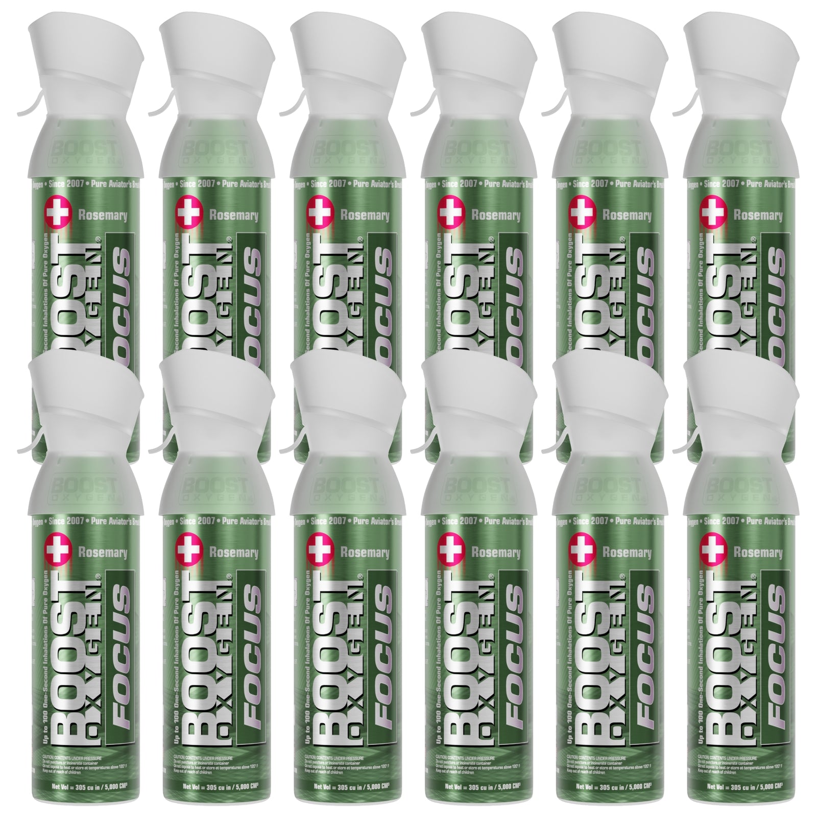Boost Oxygen 5 L Think Tank Natural Portable Canned Oxygen, Rosemary (12 Pack) - VMInnovations