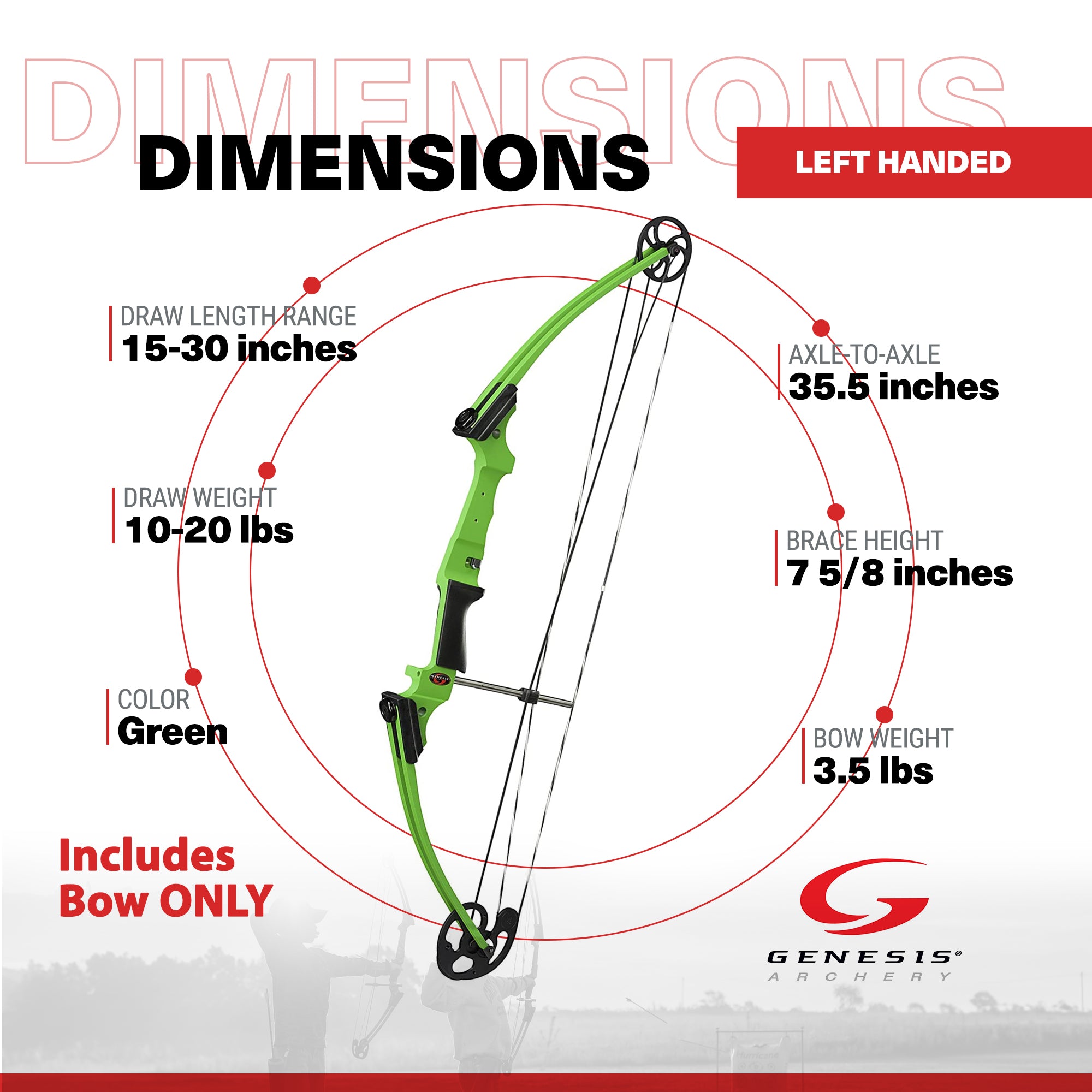 Genesis Archery Compound Bow Adjustable Sizing for Left Handed, Green (4 Pack)