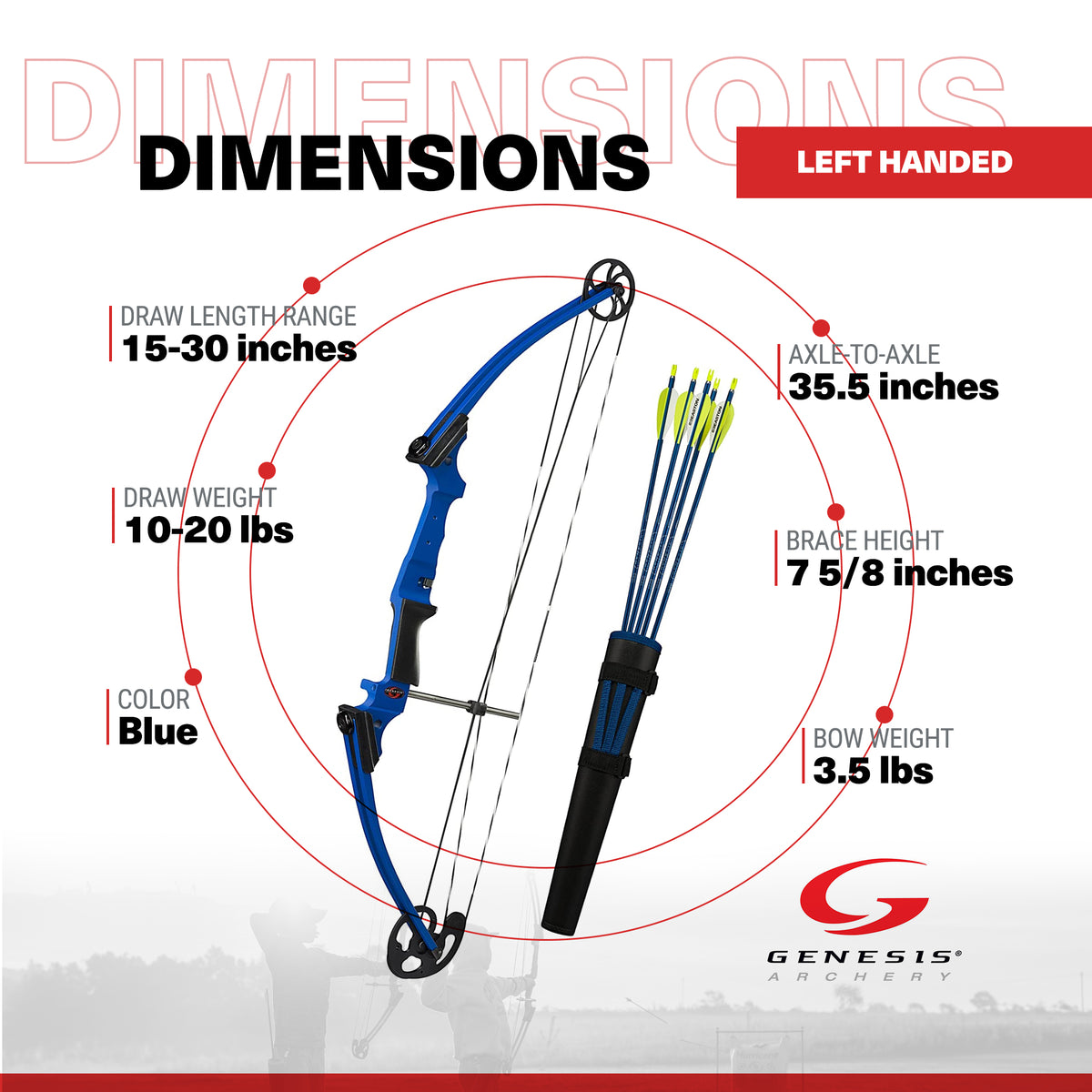 Genesis Archery Blue Compound Target Practice Bow Kit, Left Handed (For Parts)
