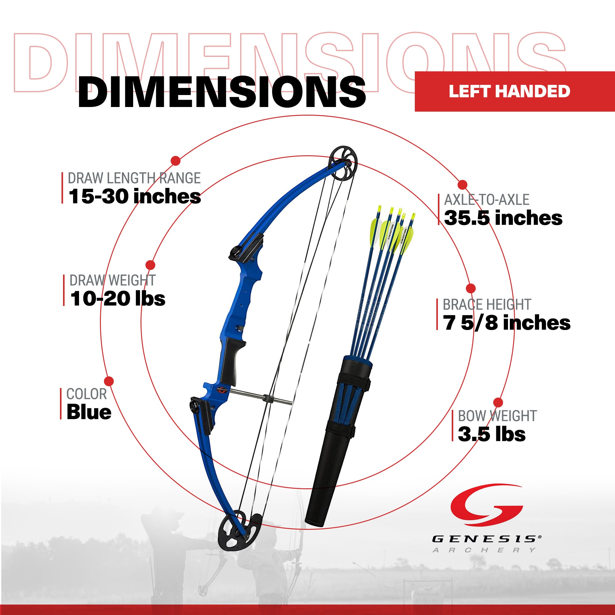 Genesis Original Archery Compound Bow and Arrow Set, Draw Hand-Left, Blue