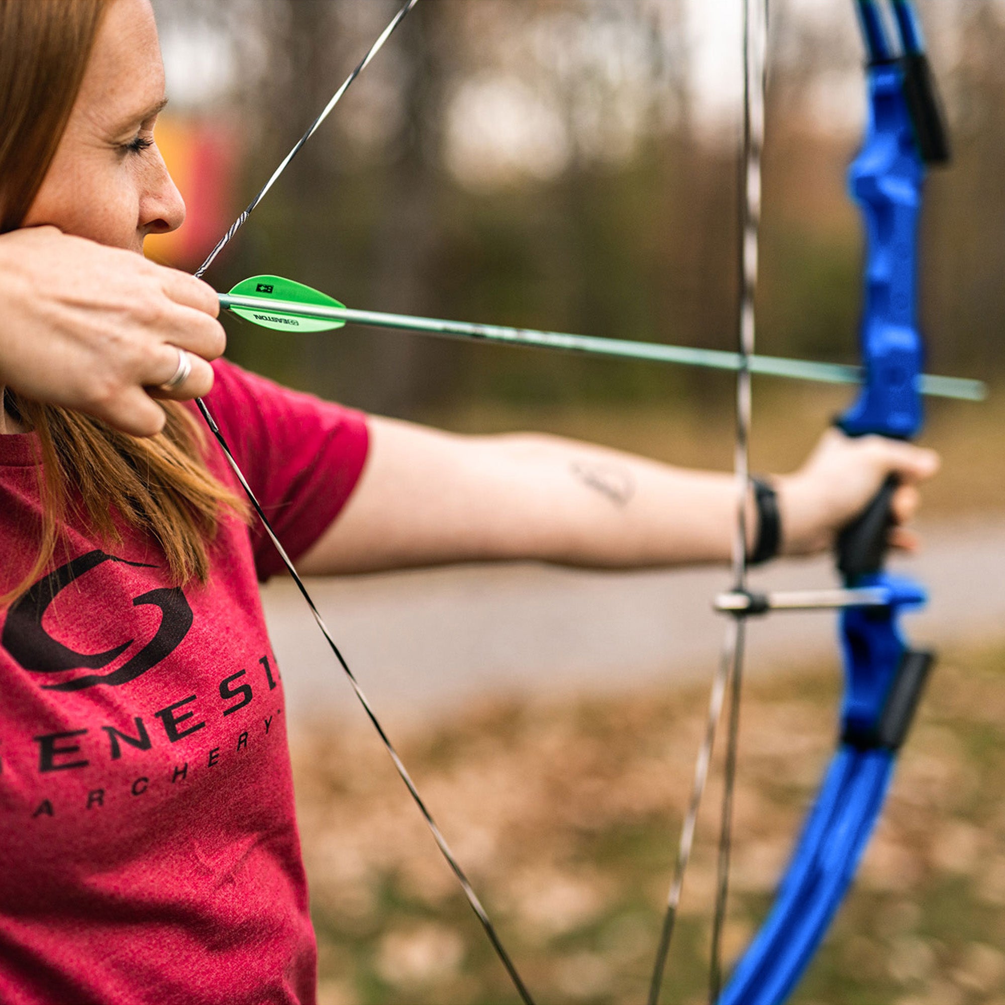 Genesis Original Archery Compound Bow & Arrow Set, Left Handed, Blue (Open Box) - VMInnovations