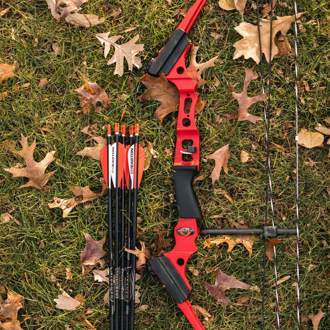 Genesis Mini, Youth Compound Bow & Arrow Kit with Quiver, Draw Hand-Right, Pink - VMInnovations