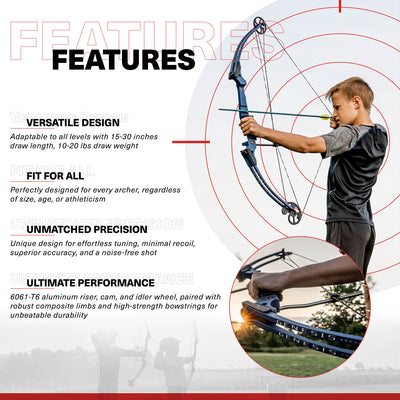 Genesis Original Archery Compound Bow w/ Adjustable Sizing, Left Handed, Carbon
