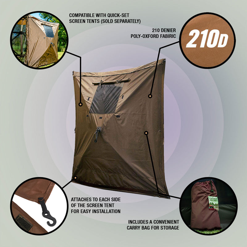 Clam Quick-Set Screen Hub Tent Wind & Sun Panels, Accessory Only, Brown (2 Pack) - VMInnovations
