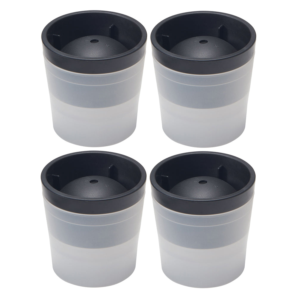 Like-It Black Large Crystal Clear Round Ice Ball Sphere Maker Mold (4 Pack)