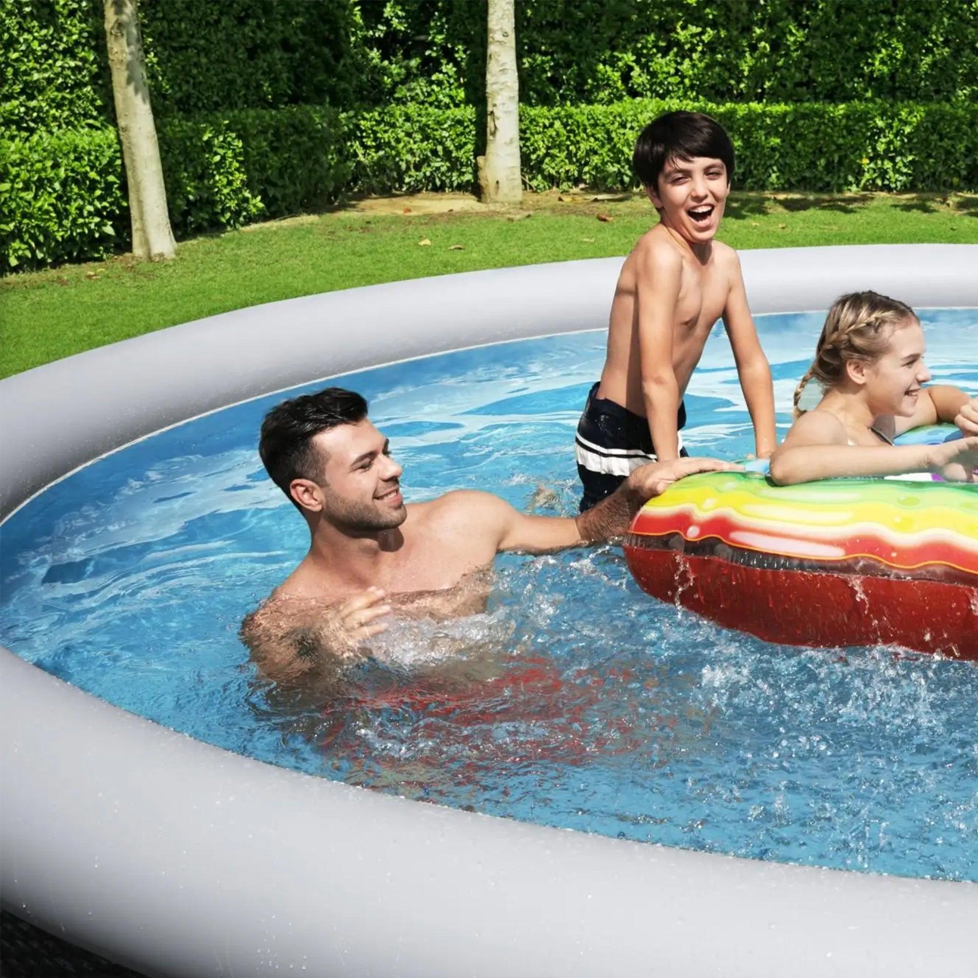 Bestway 57375E-BW 13ft x 33in Round Inflatable Above Ground Swimming Pool Kit