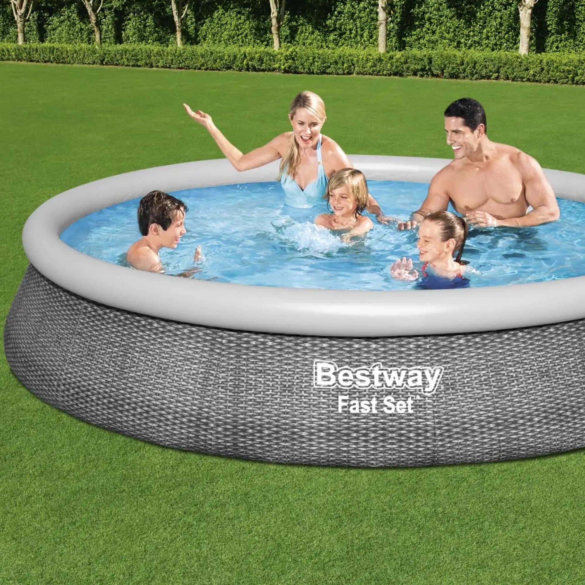 Bestway 57375E-BW 13ft x 33in Round Inflatable Above Ground Swimming Pool Kit