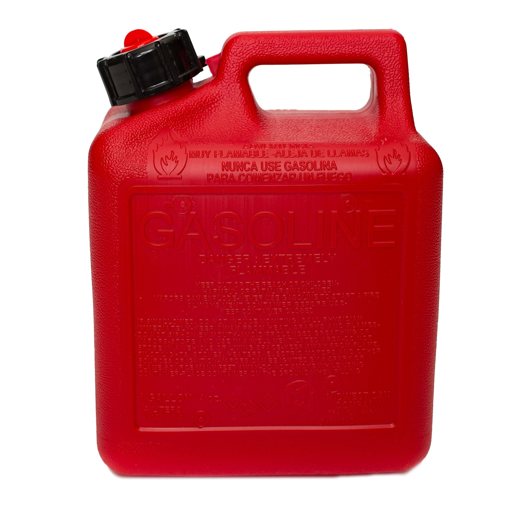 Midwest Can Company 1210 1 Gallon Gas Can Fuel Container Jugs w/ Spout (4 Pack) - VMInnovations