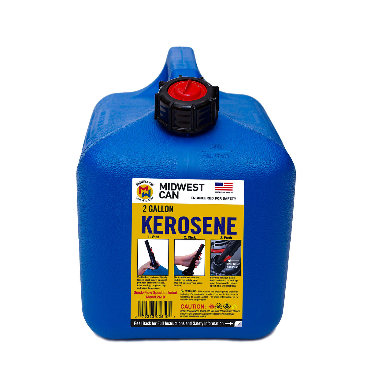 Midwest Can Company 2610 2 Gallon Kerosene Gas Can Container w/ Spout (6 Pack) - VMInnovations
