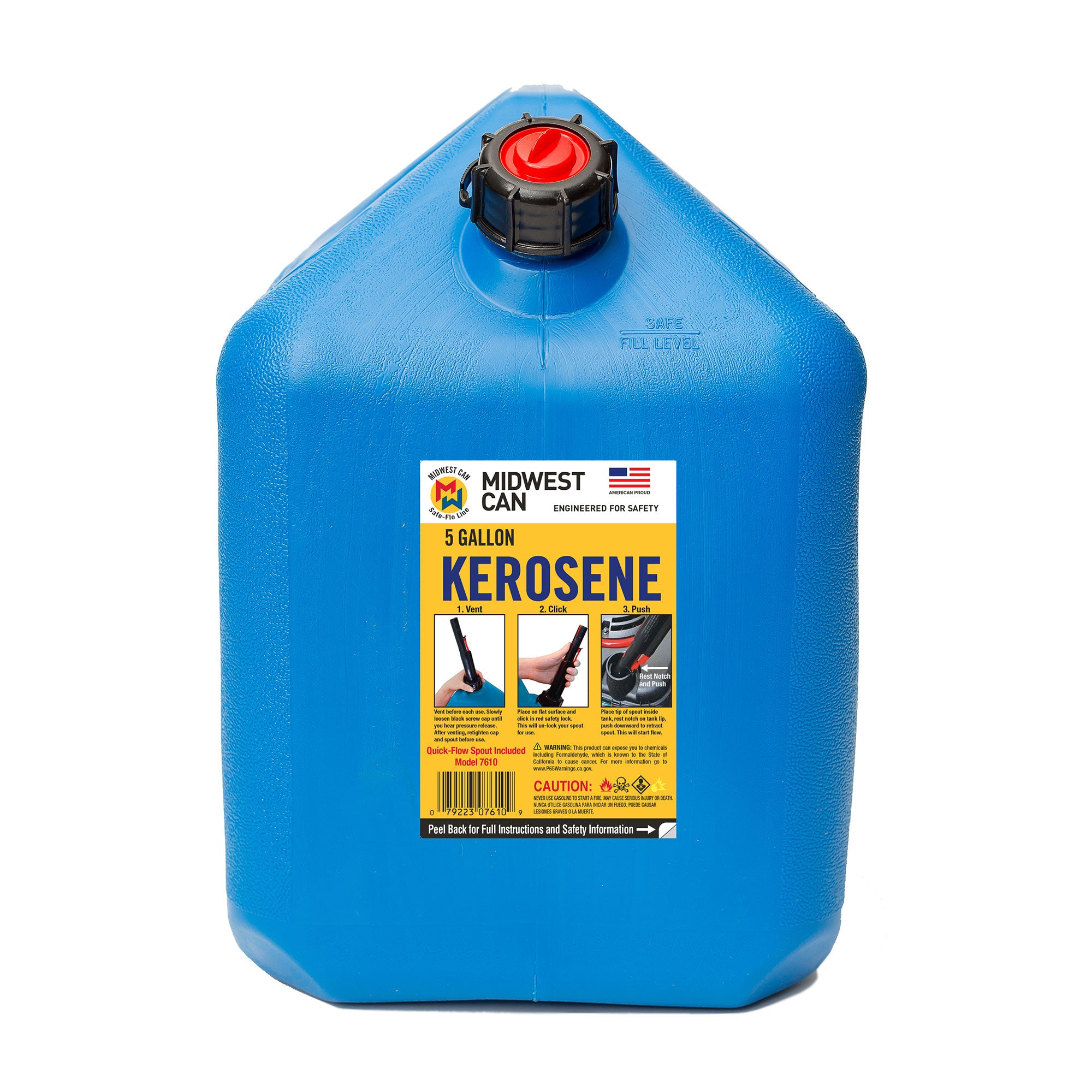 Midwest Can Company 7610 5 Gal Kerosene Gas Can Container with Spout (2 Pack) - VMInnovations