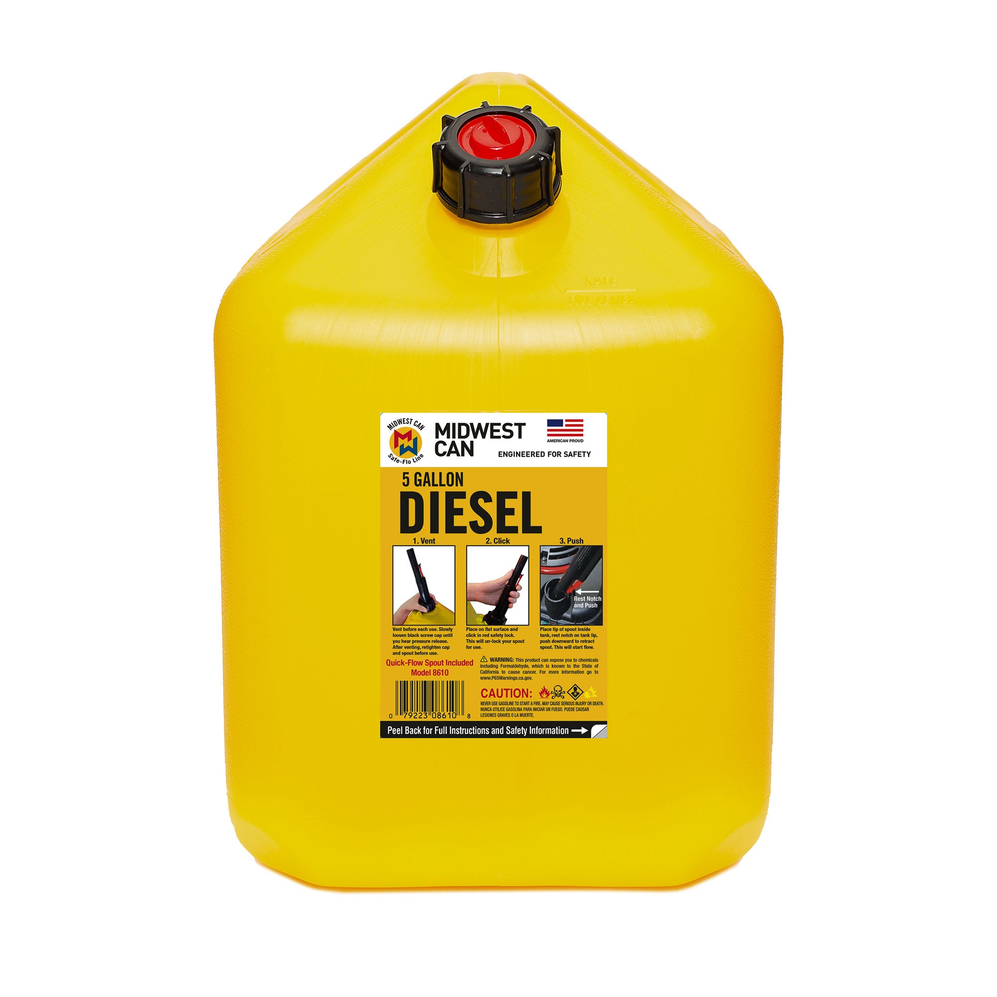 Midwest Can Company 5 Gallon Diesel Can Fuel Container Auto Shut Off (Open Box) - VMInnovations