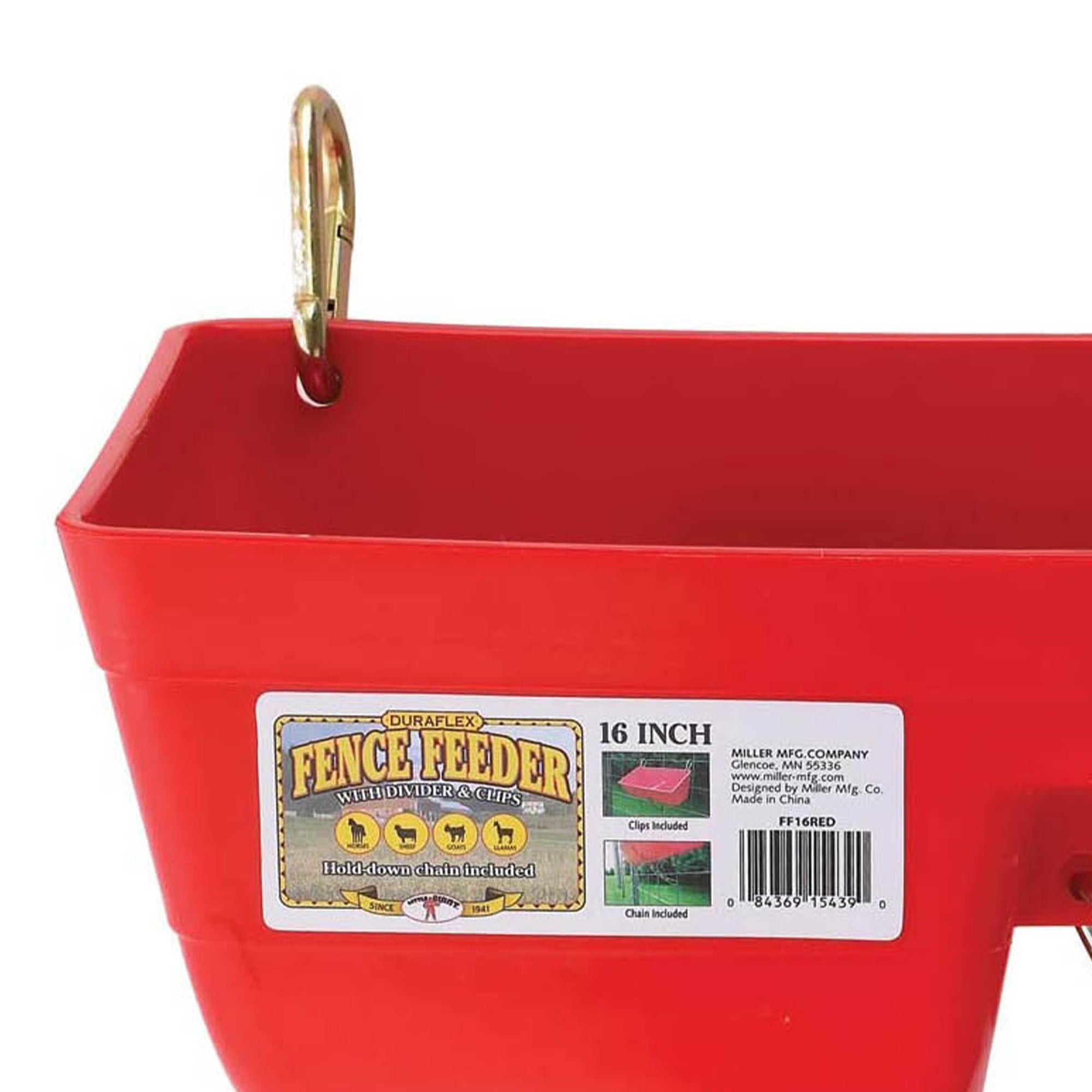 Little Giant FF16RED 9 Quart Heavy Duty Feed Trough Bucket Fence Feeder, Red - VMInnovations