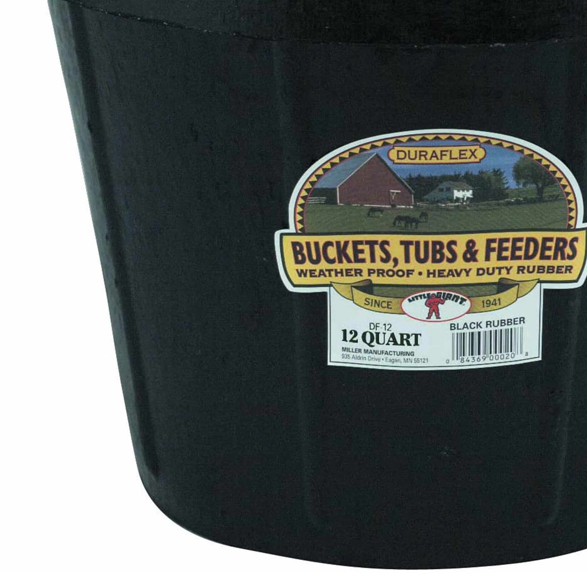 Little Giant 12 qt Flexible All-Purpose Rubber Bucket w/ Steel Handle (6 Pack)