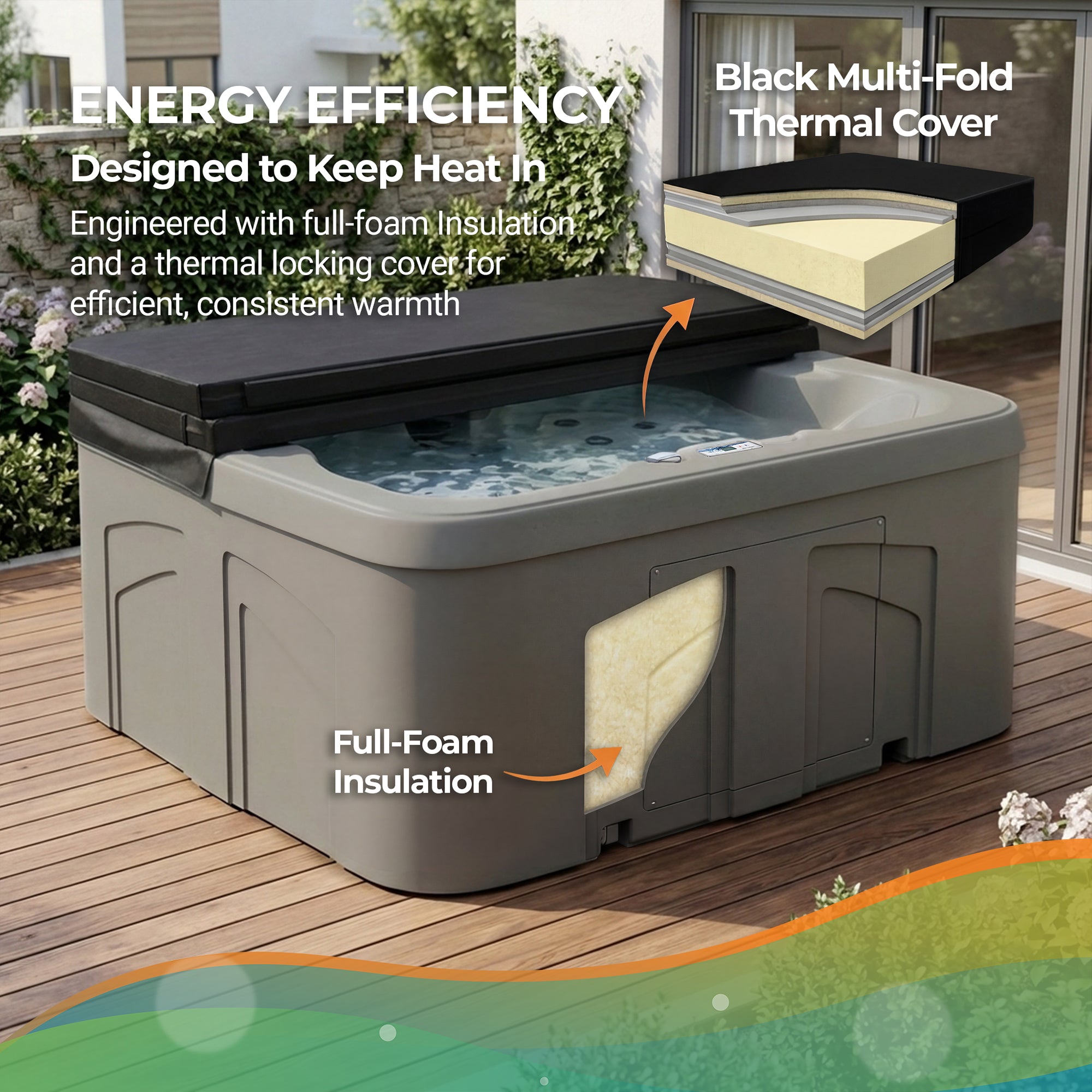 LifeSmart 4 Person Plug and Play Square Hot Tub Spa, Gray (For Parts) - VMInnovations
