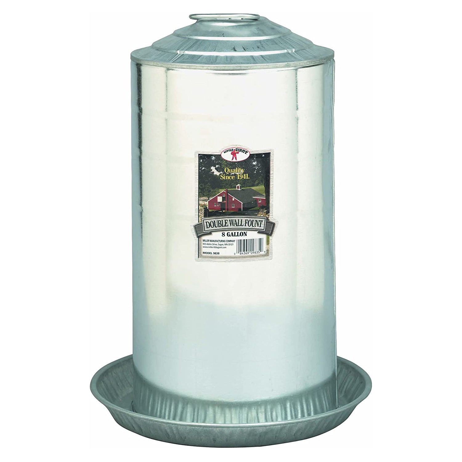 Little Giant 9838 Steel 8 Gallon Double Wall Poultry Fount Waterer (4 Pack)