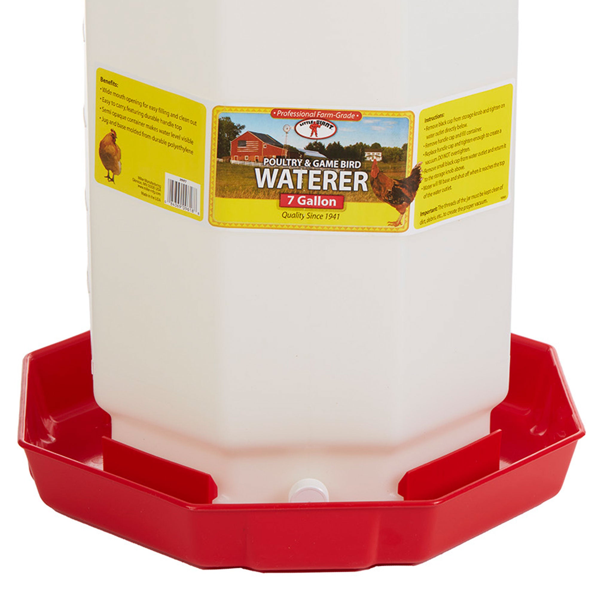 Little Giant PPF7 7 Gallon Capacity Poultry Waterer for Chickens, Red (Open Box) - VMInnovations