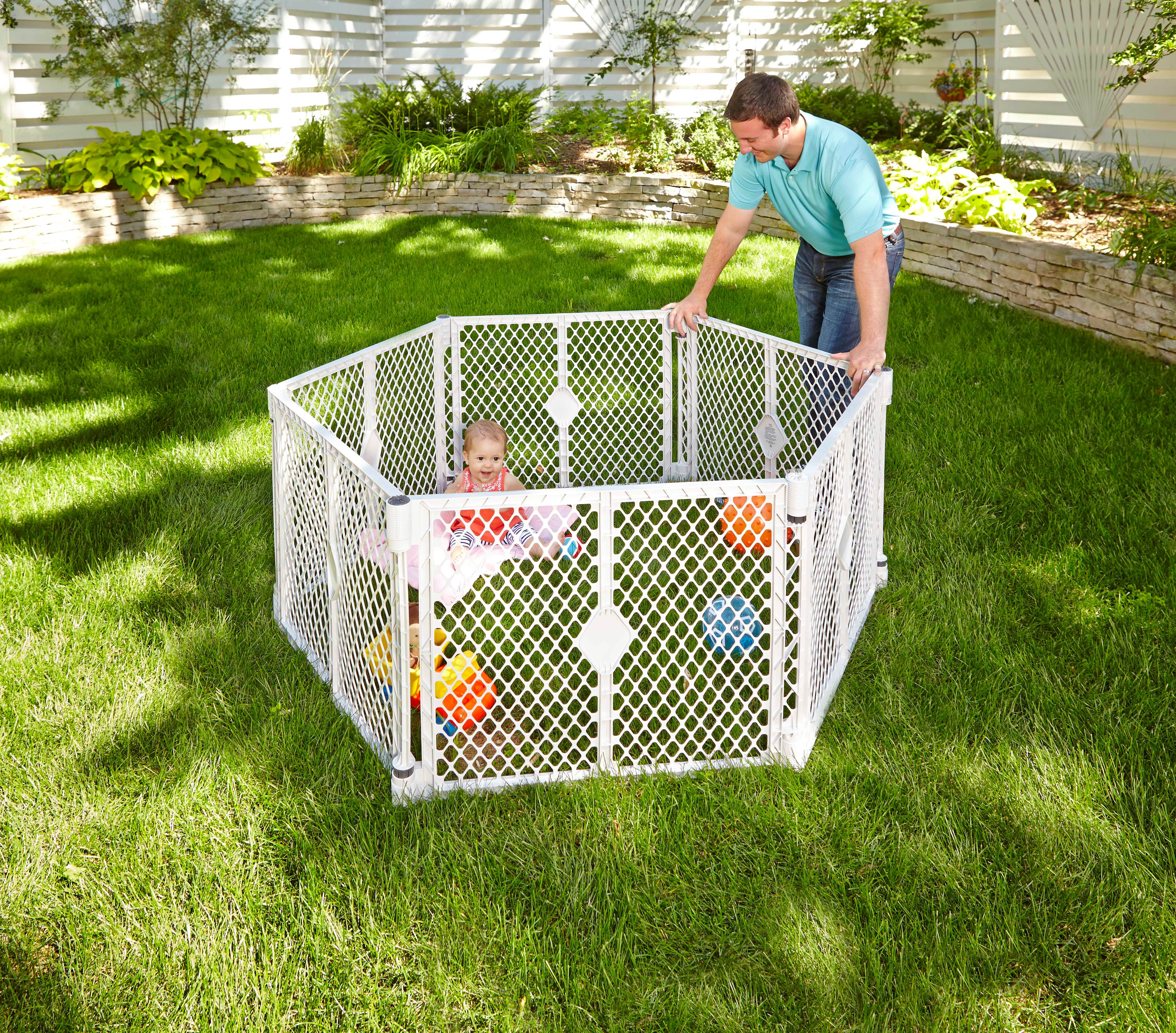 North States Superyard Baby Gate Enclosure + Folding ABC Baby Toddler Play Mat - VMInnovations