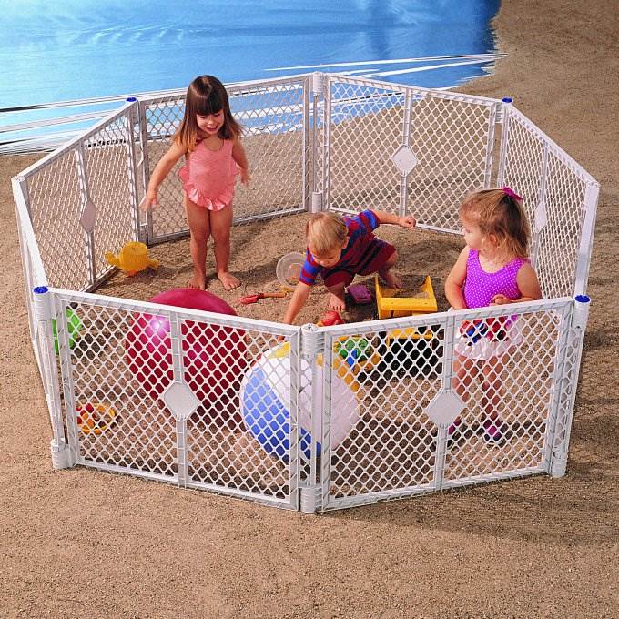 North States Superyard Baby Gate Enclosure + Folding ABC Baby Toddler Play Mat - VMInnovations