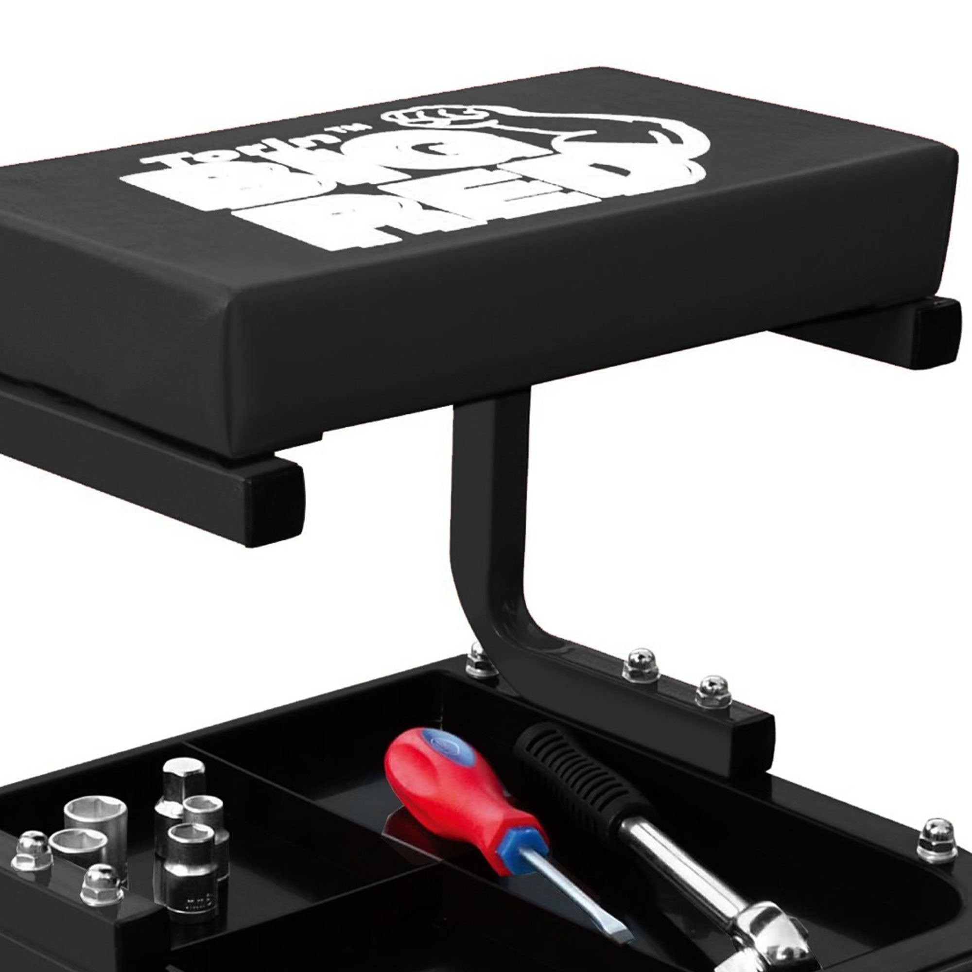 Torin Steel Rolling Padded Vinyl Creeper Mechanic Stool w/ Tool Tray (For Parts)