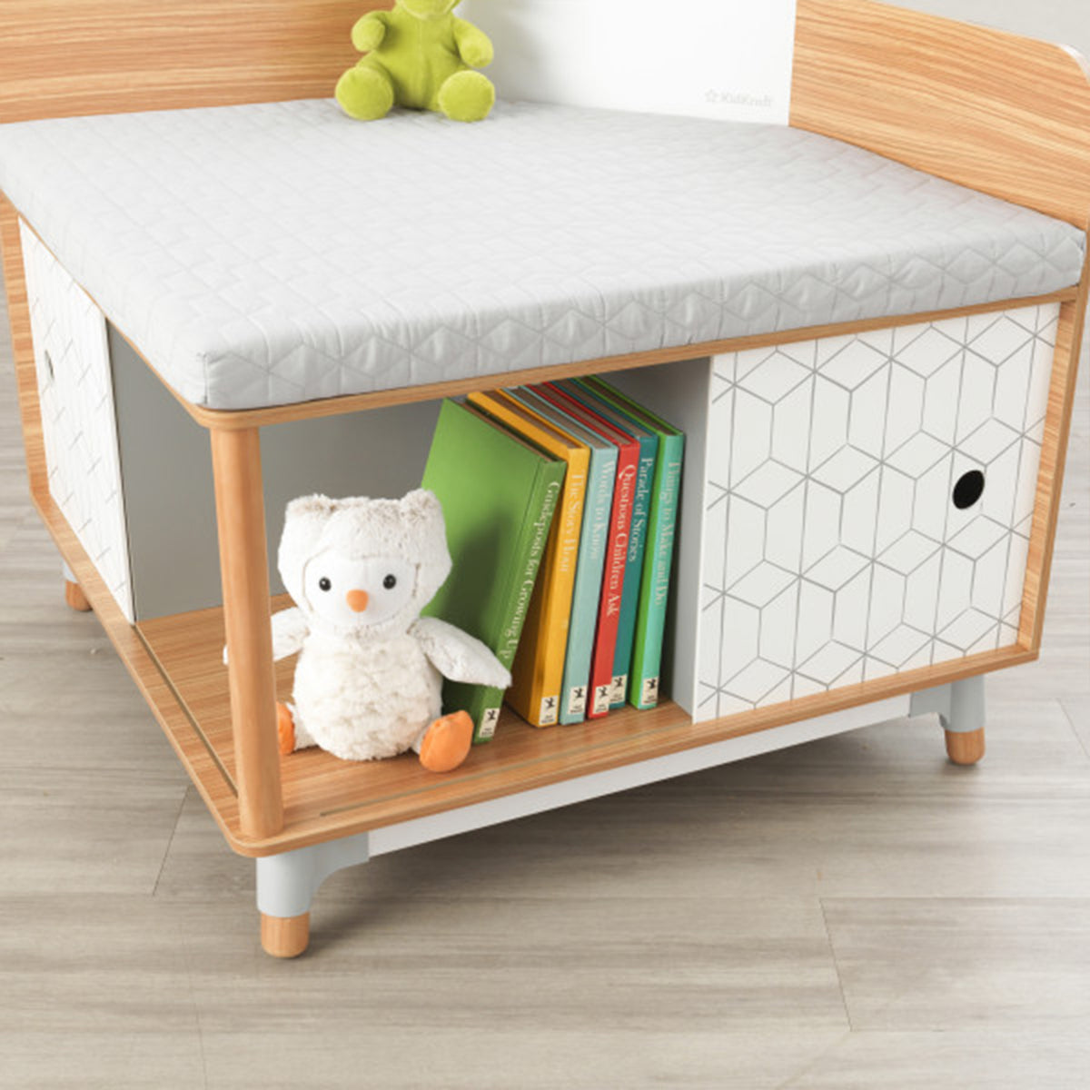 KidKraft 14238 Mid-Century Style Kid Corner Reading Nook, Natural Wood Finish
