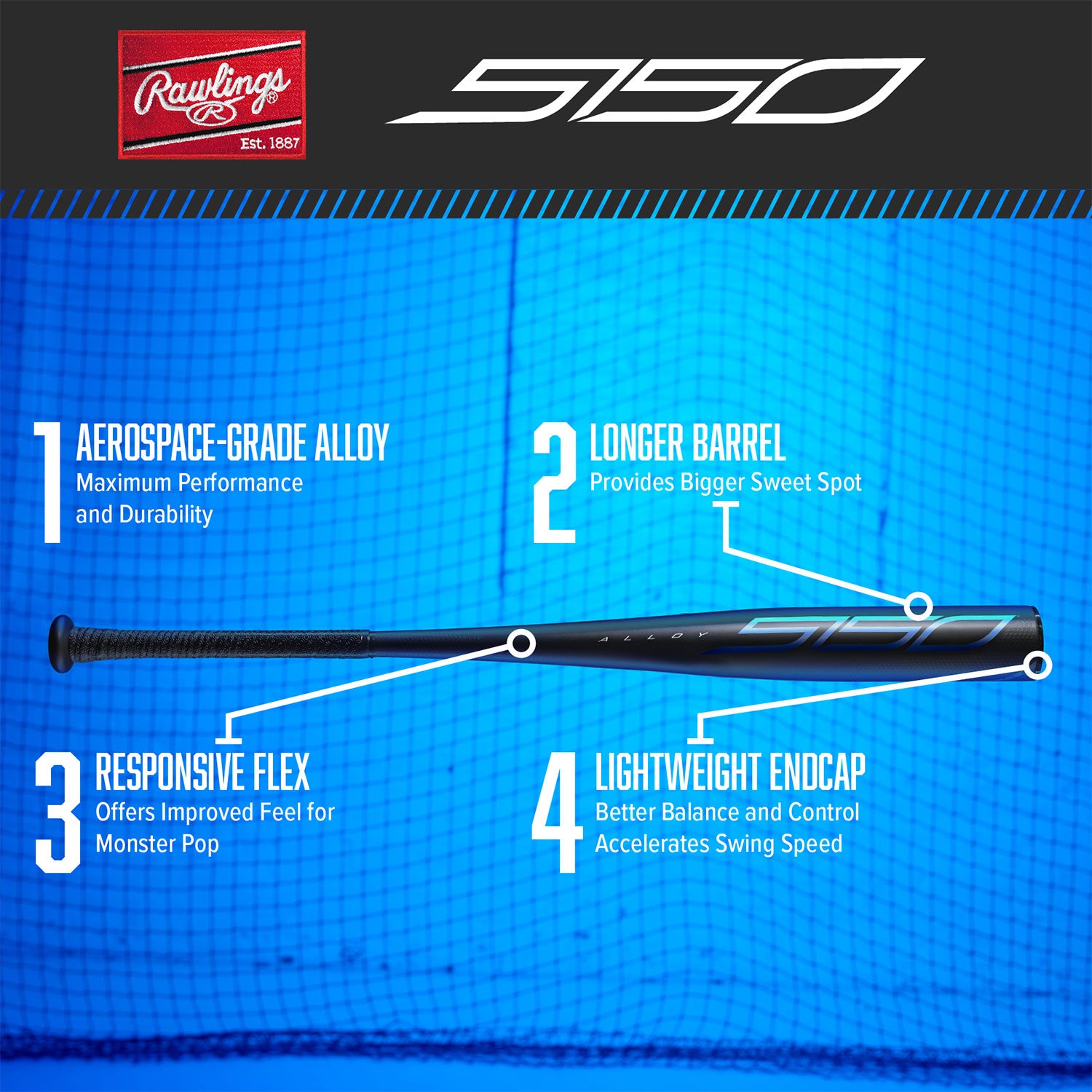 Rawlings USSSA Metal Alloy Youth Baseball Bat with -10 Drop for Kids, 30 Inches