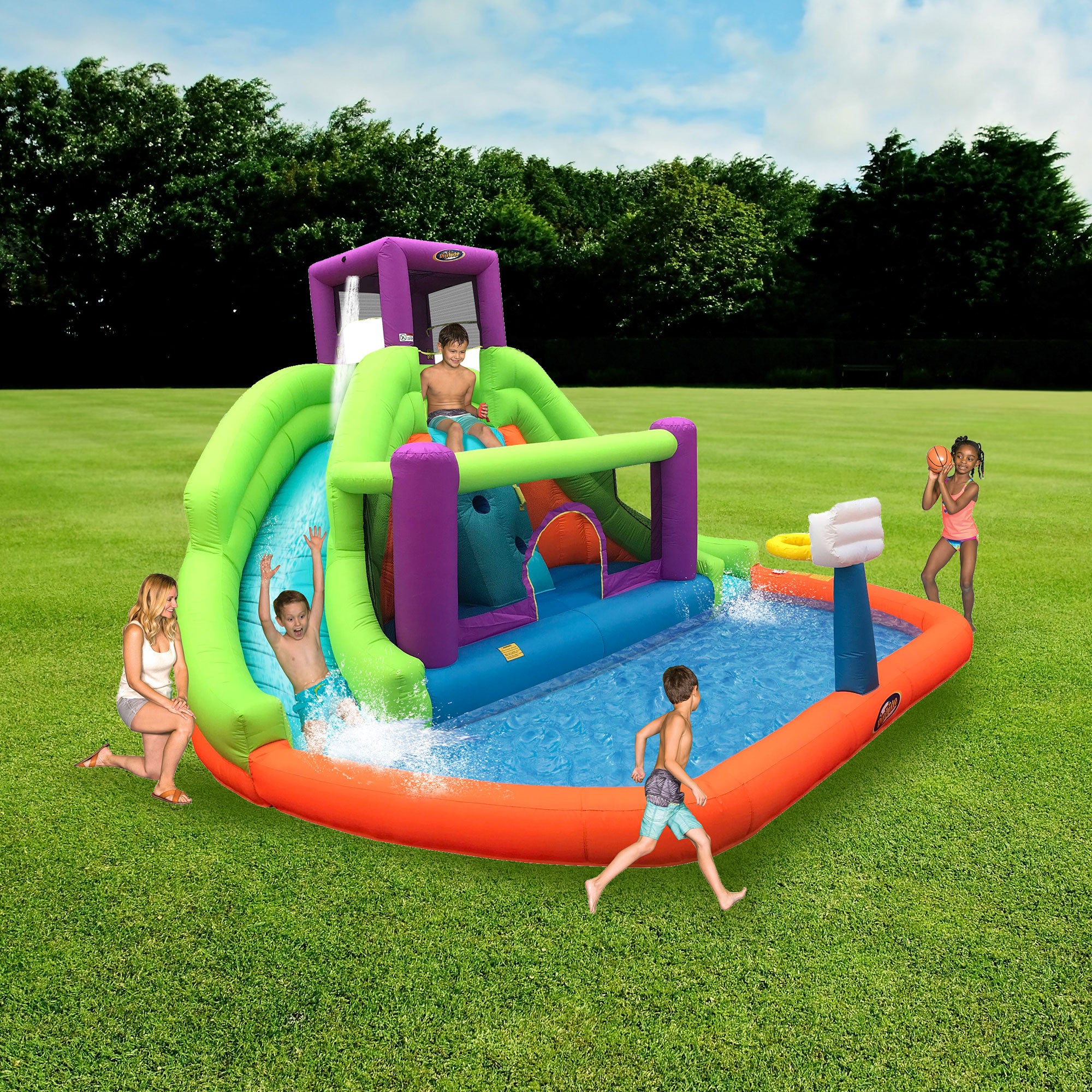 Magic Time Double Hurricane Outdoor Kids Inflatable Water Slide Bounce House