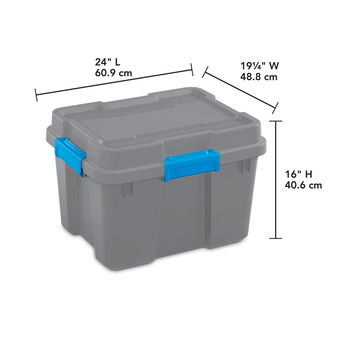 Sterilite 20 Gal Tote Storage Container Box w/ Lid, Titanium Gray/Blue (8 Pack)