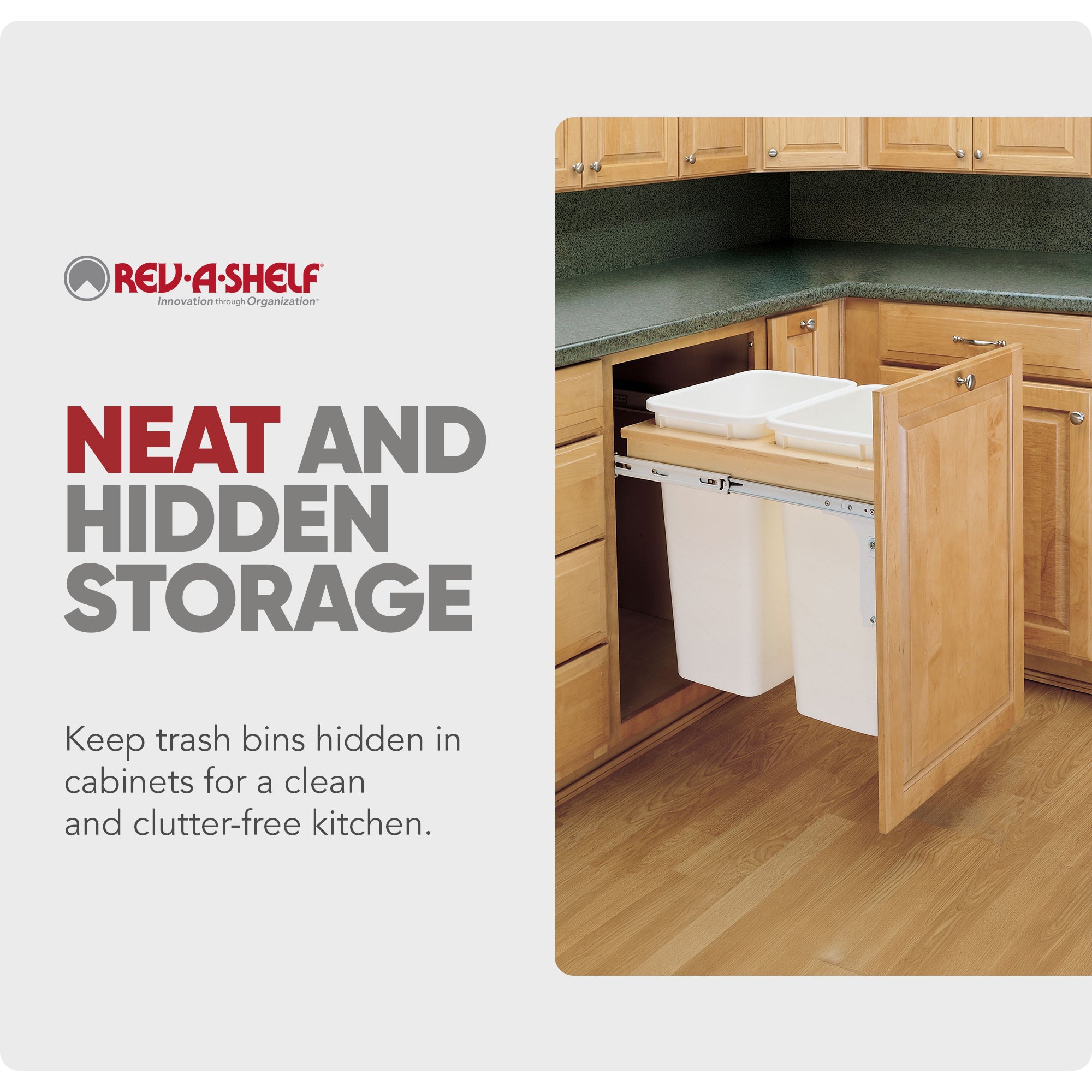 Rev-A-Shelf Pullout Trash Cans, Full-Height Cabinet, 50 qt., 4WCTM-2150DM-2 - VMInnovations
