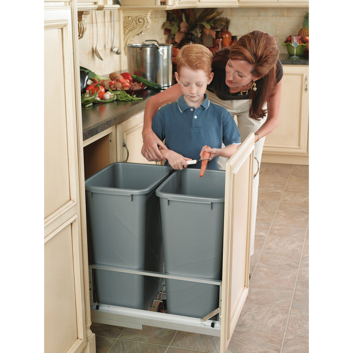 Rev-A-Shelf Double 50-Quart Pull-Out Soft-Close Waste Containers (Used)