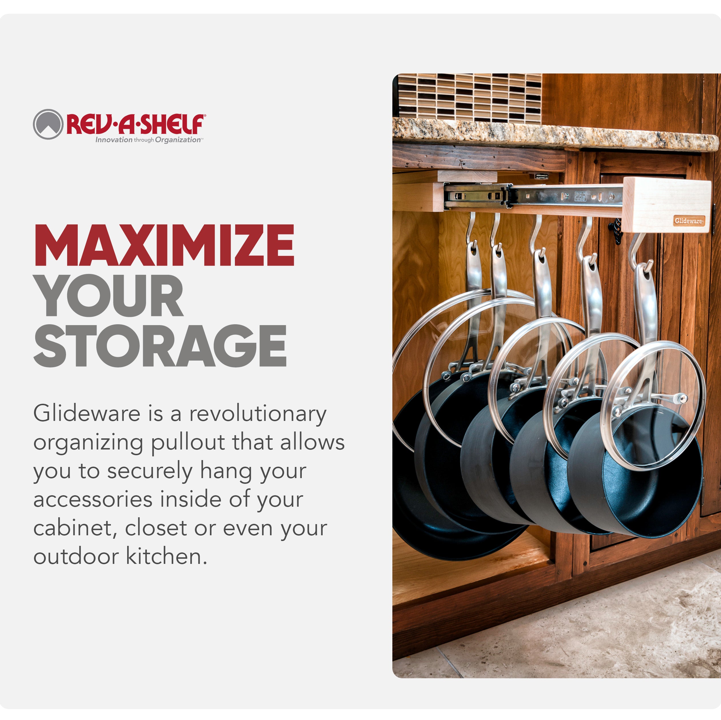 Rev-A-Shelf Pullout Organizer Hooks w/ Ball-bearing Slide System, GLD-W22-SC-7
