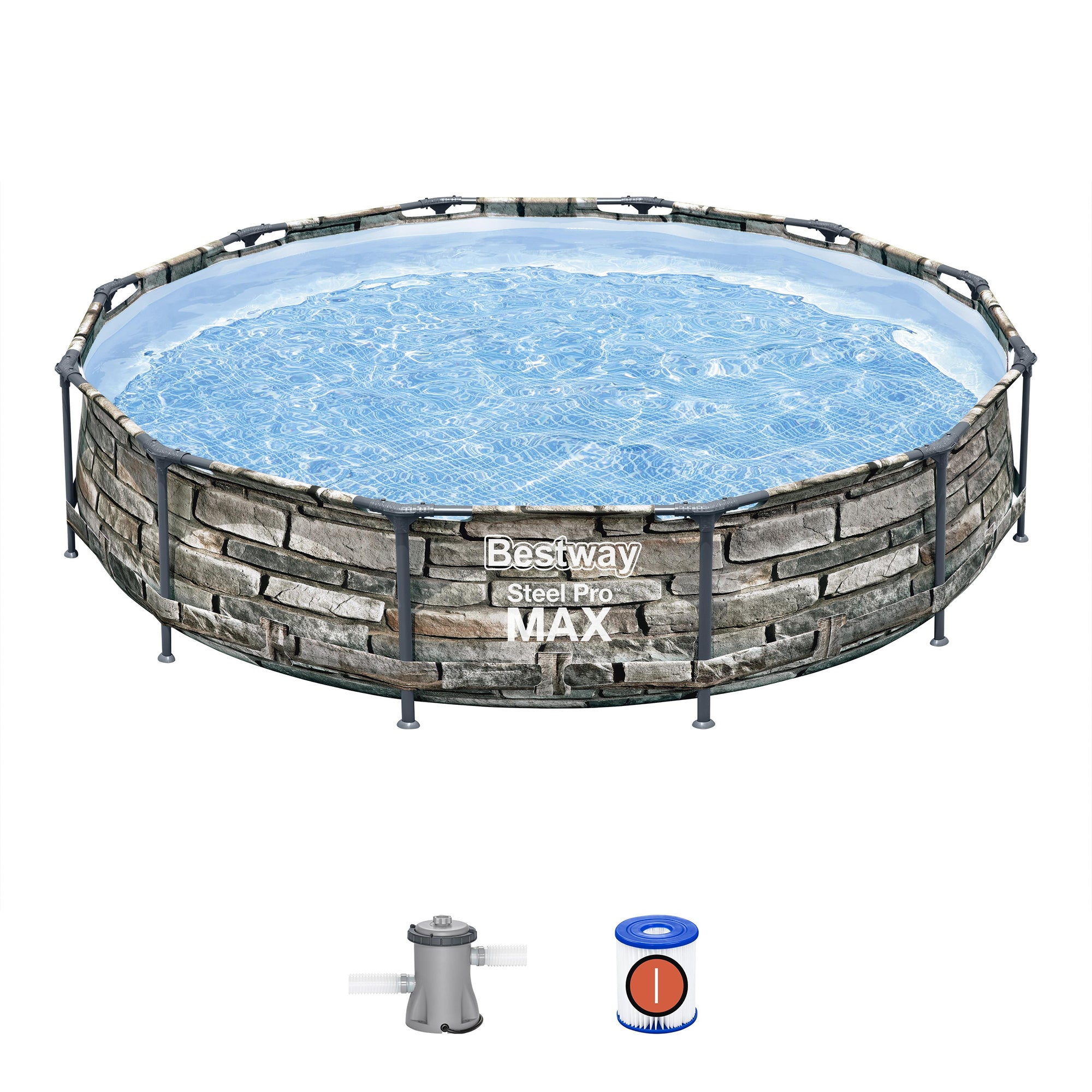 Bestway 12' x 30" Steel Pro Max Round Above Ground Pool w/ Pump (For Parts)