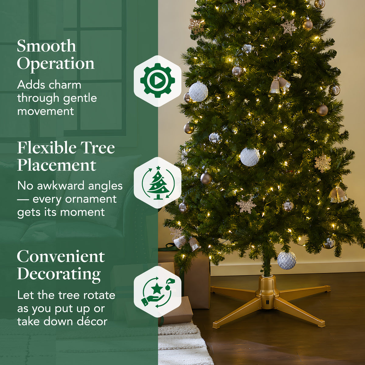Home Heritage Metal Rotating Christmas Tree Stand for Holiday Trees Up to 7.5 ft - VMInnovations