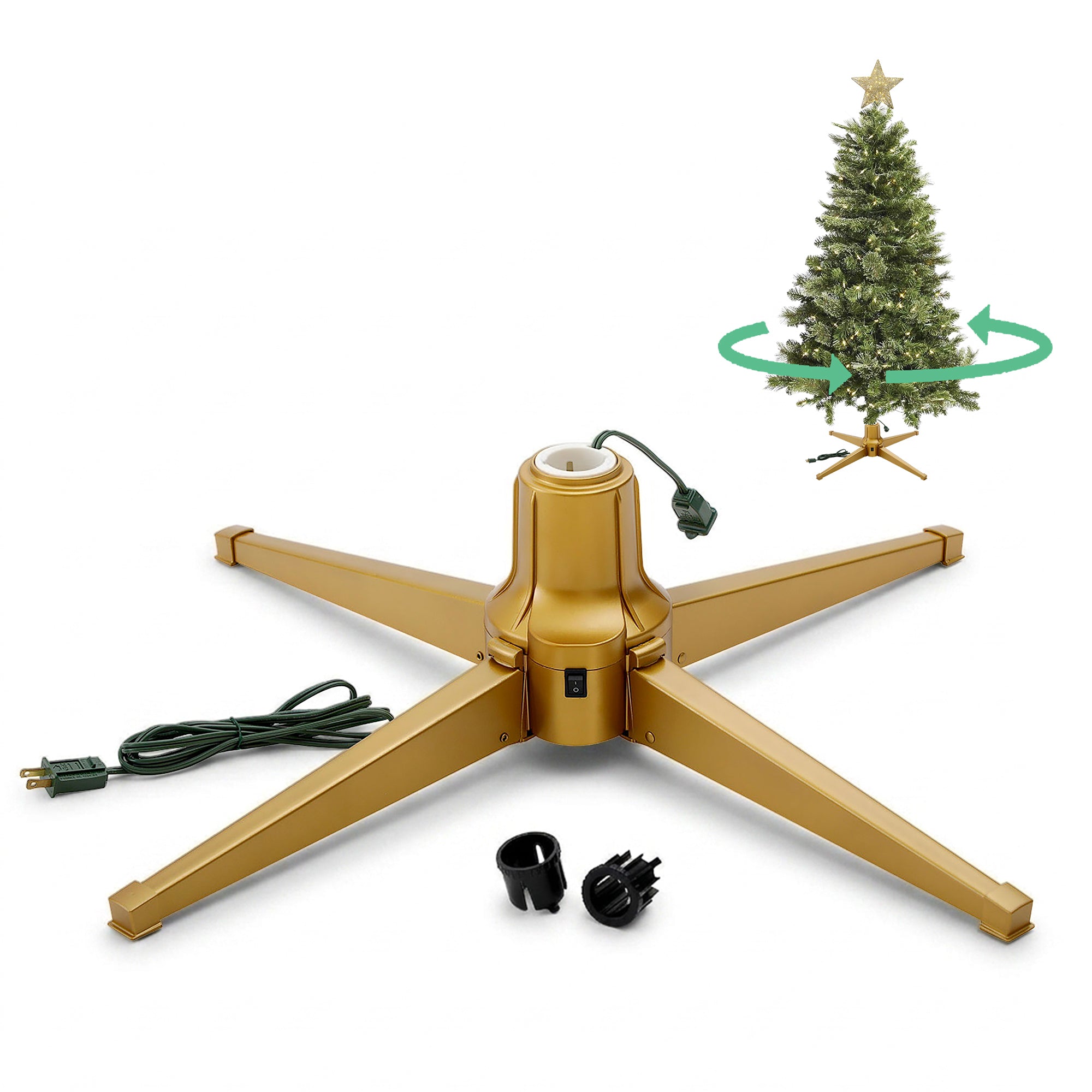Home Heritage Metal Rotating Christmas Tree Stand for Holiday Trees Up to 7.5 ft