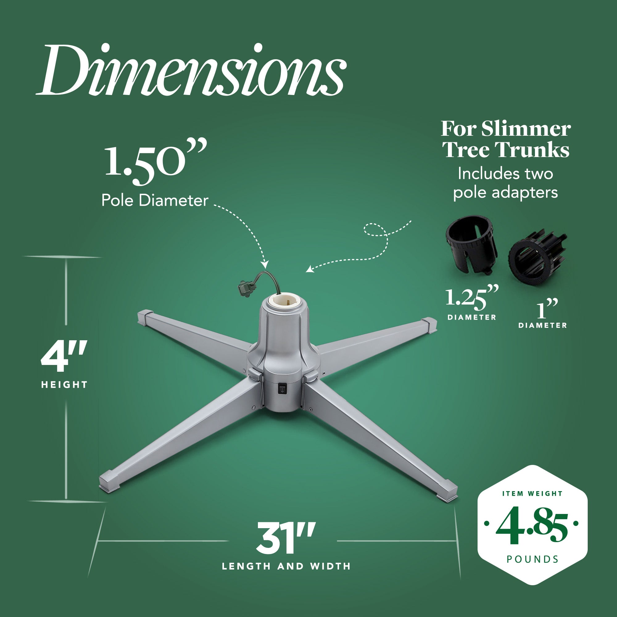 Home Heritage Metal Rotating Christmas Tree Stand for Holiday Trees Up to 7.5 ft - VMInnovations