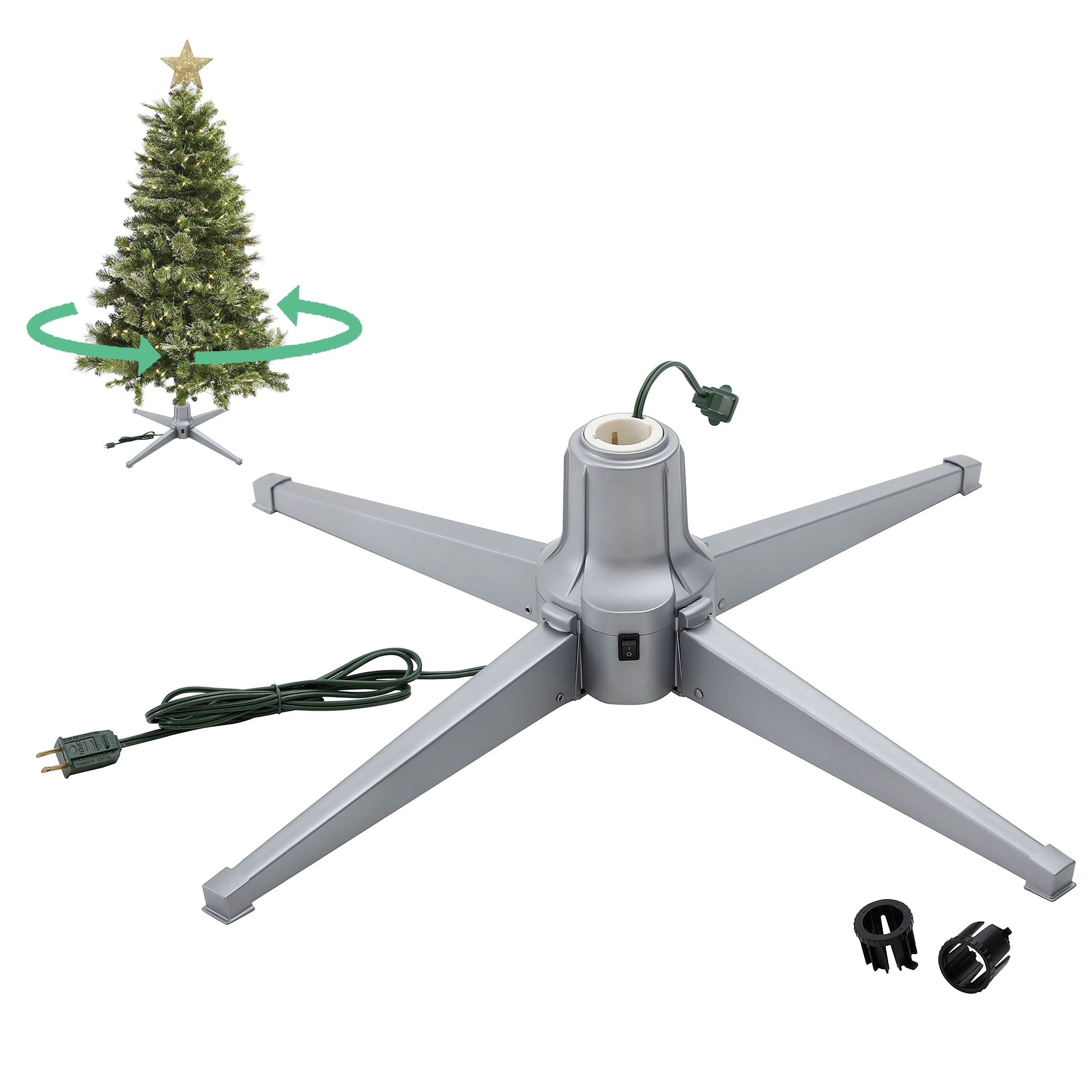 Home Heritage Electric Metal Rotating Tree Stand 7 Ft Tree, Silver (For Parts) - VMInnovations