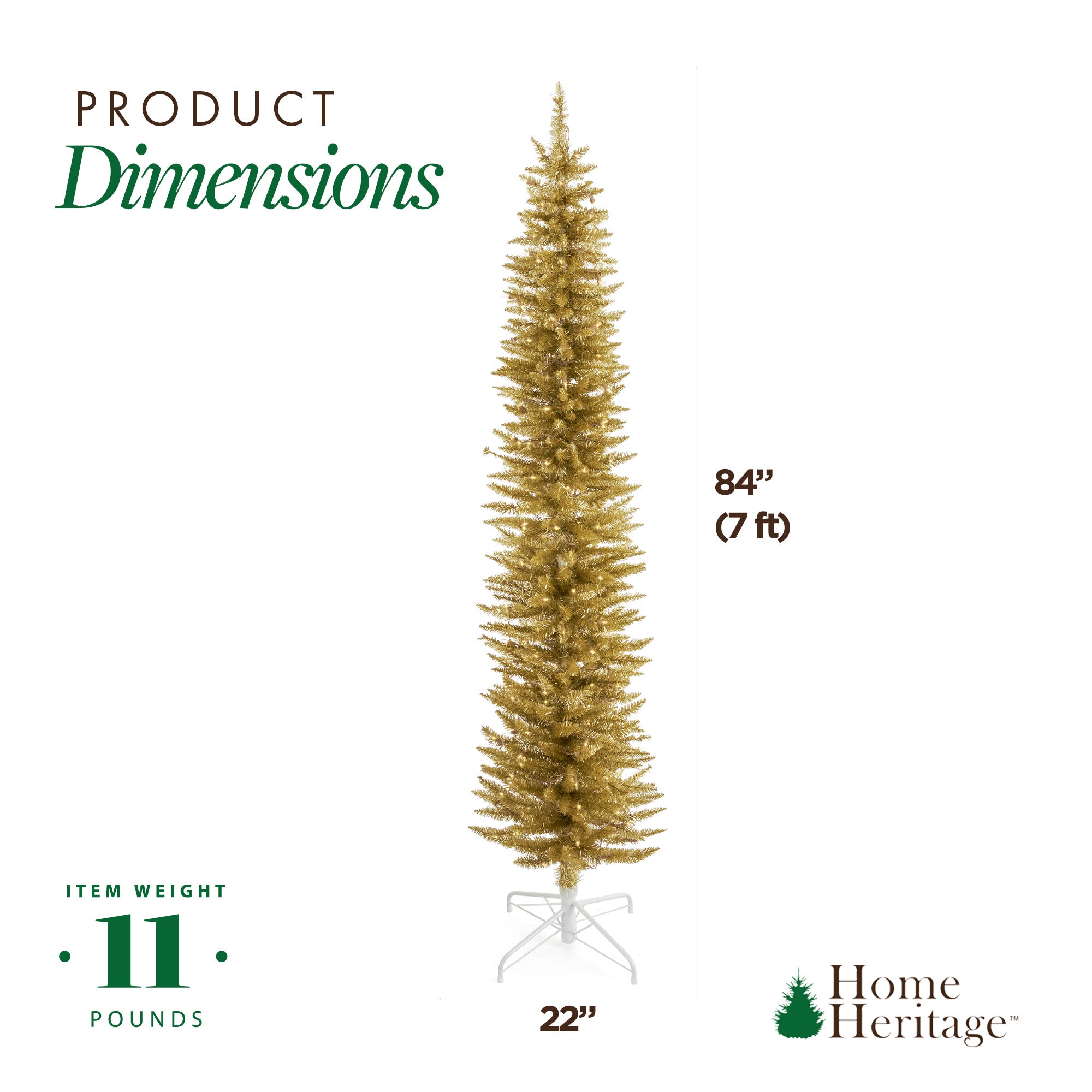 Home Heritage 7 Foot Prelit Christmas Tree with Stand, Champagne (Open Box) - VMInnovations